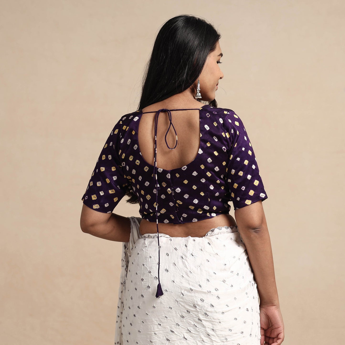 Buy Modal Silk Bandhani Tie Dye Stitched Blouse Online at iTokri.com