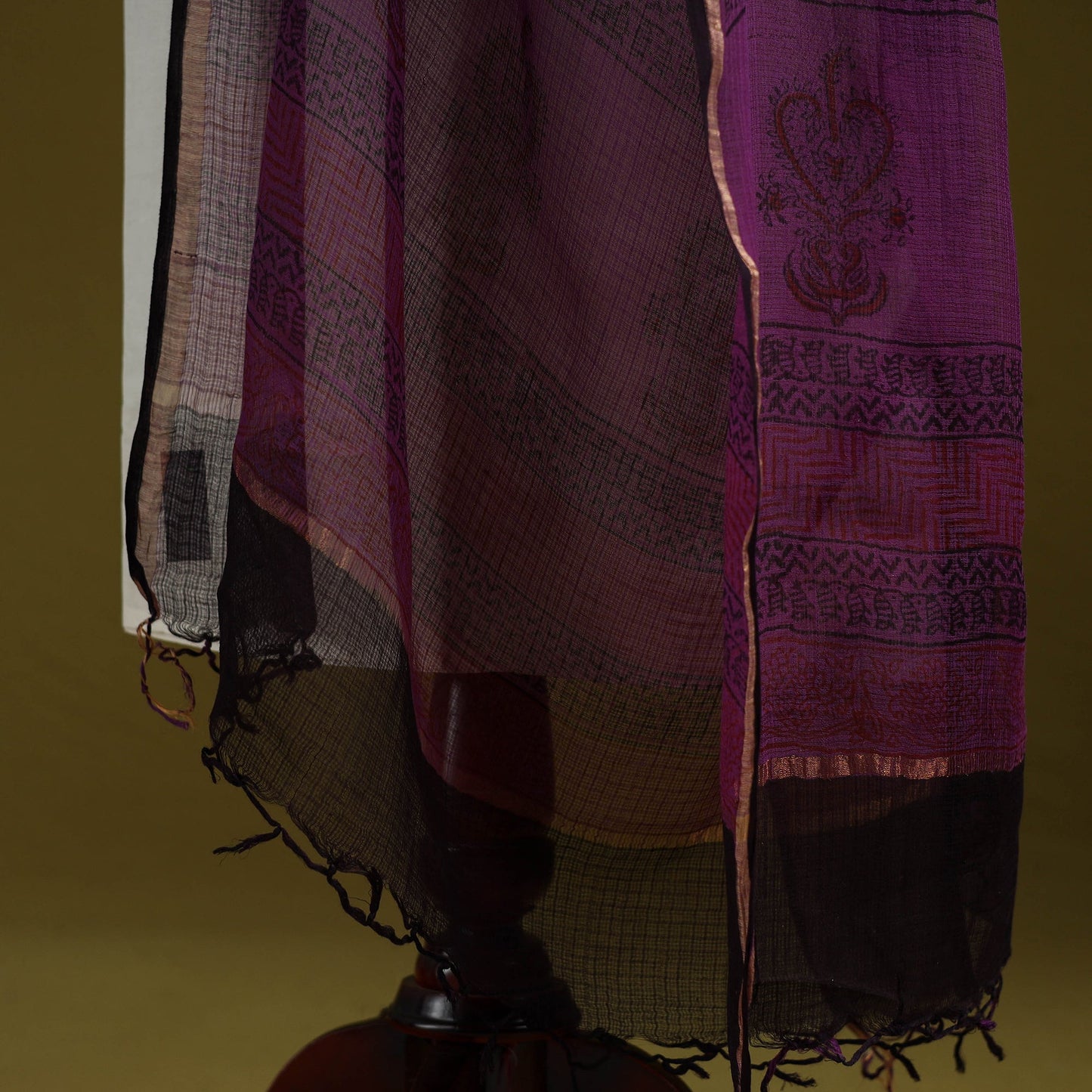 Natural dyed kota doria cotton hand block bagh print