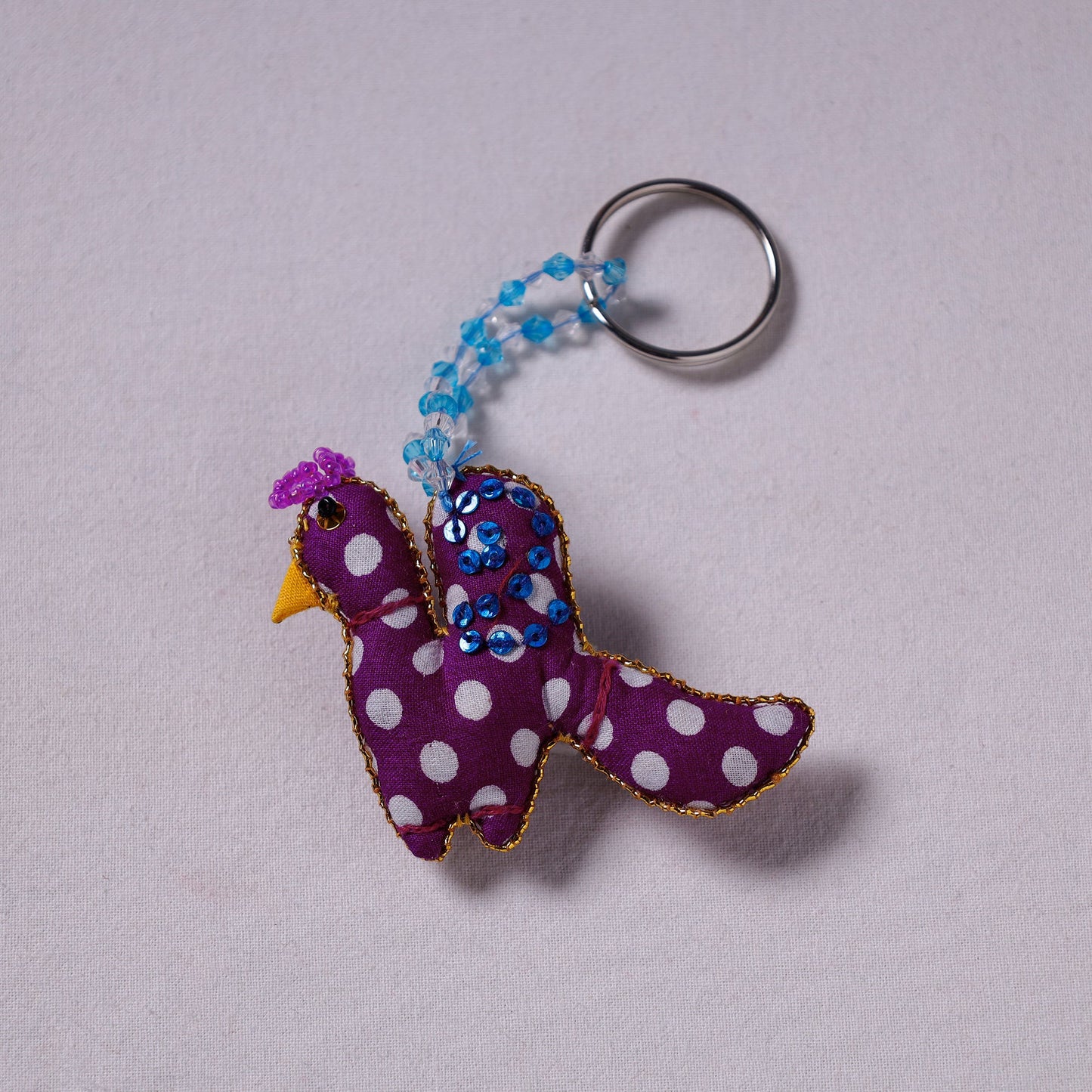 Purple Handcrafted Fab Art & Beadwork Keychain