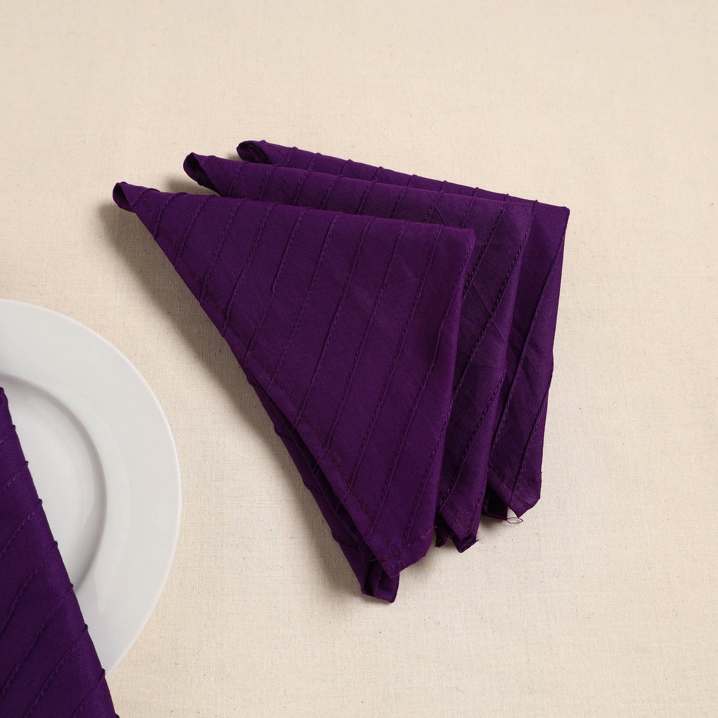 Pintuck plain table napkin (set of 4) 02 - handcrafted