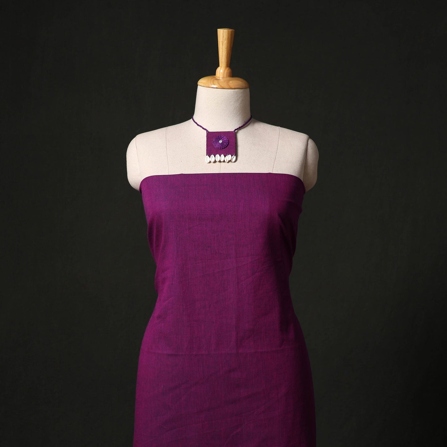 Plain cotton 2pc unstitched dress material with jewellery