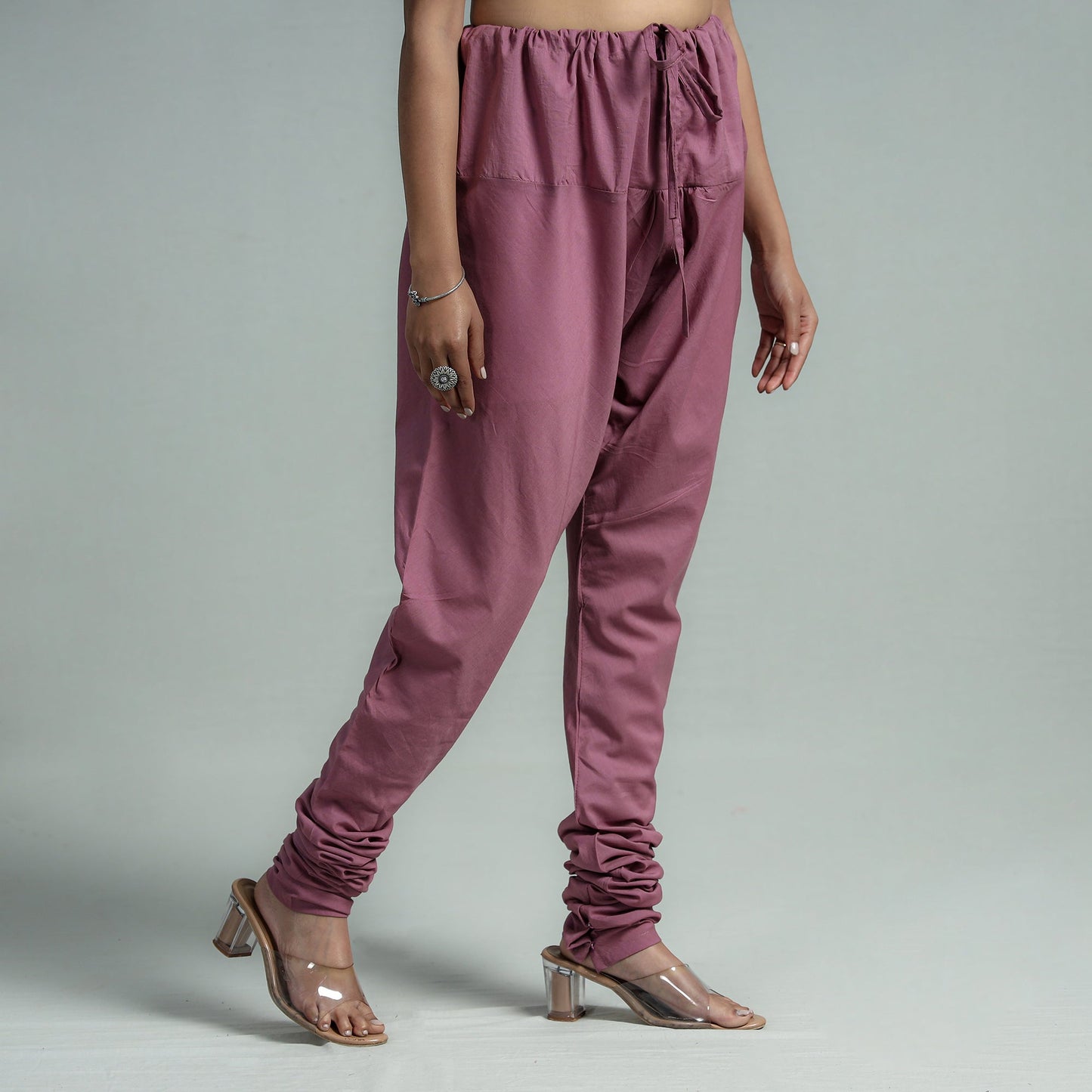 Purple - plain dyed cotton ankle length churidar