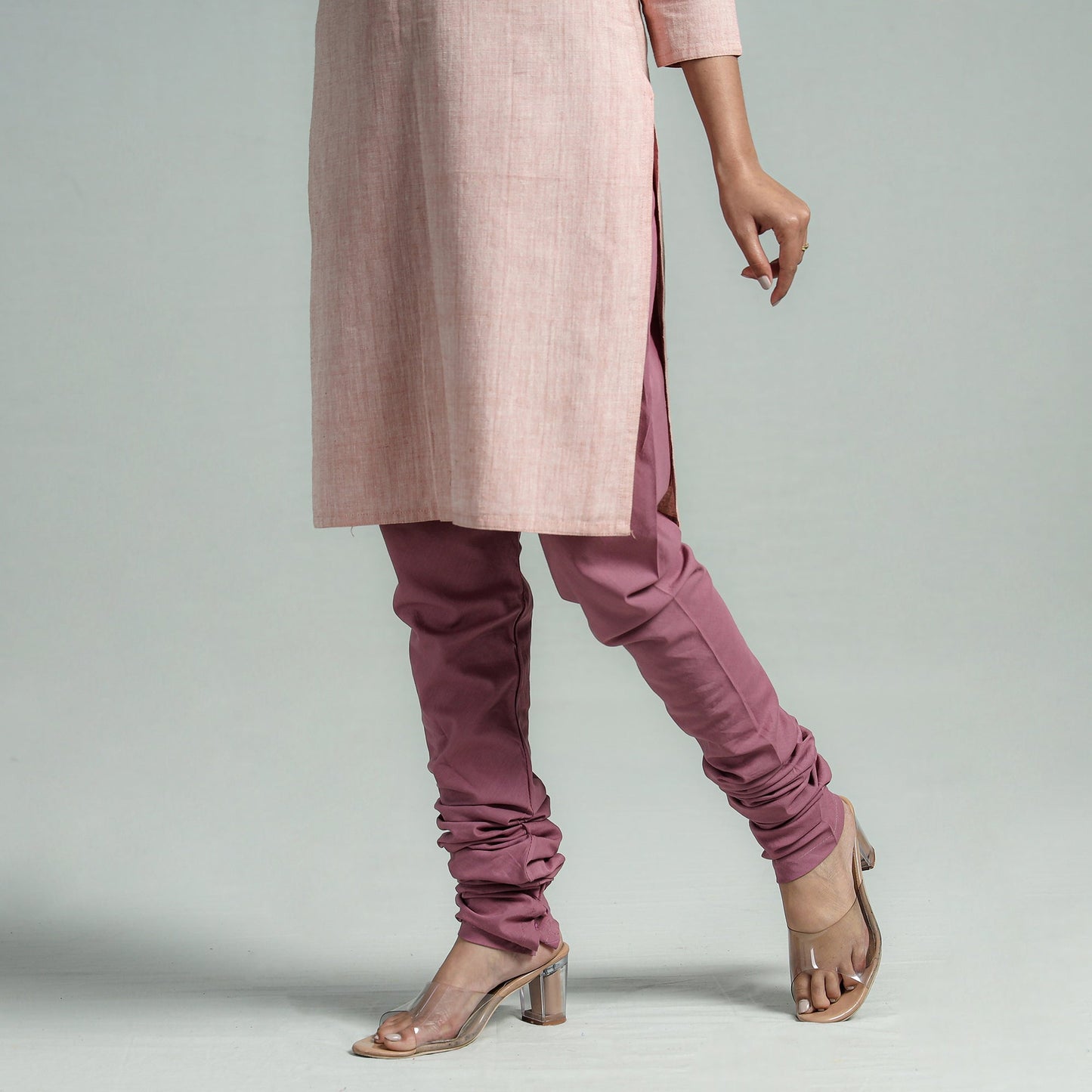Purple - plain dyed cotton ankle length churidar