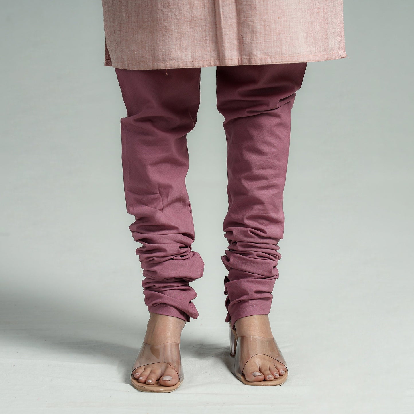 Purple - plain dyed cotton ankle length churidar