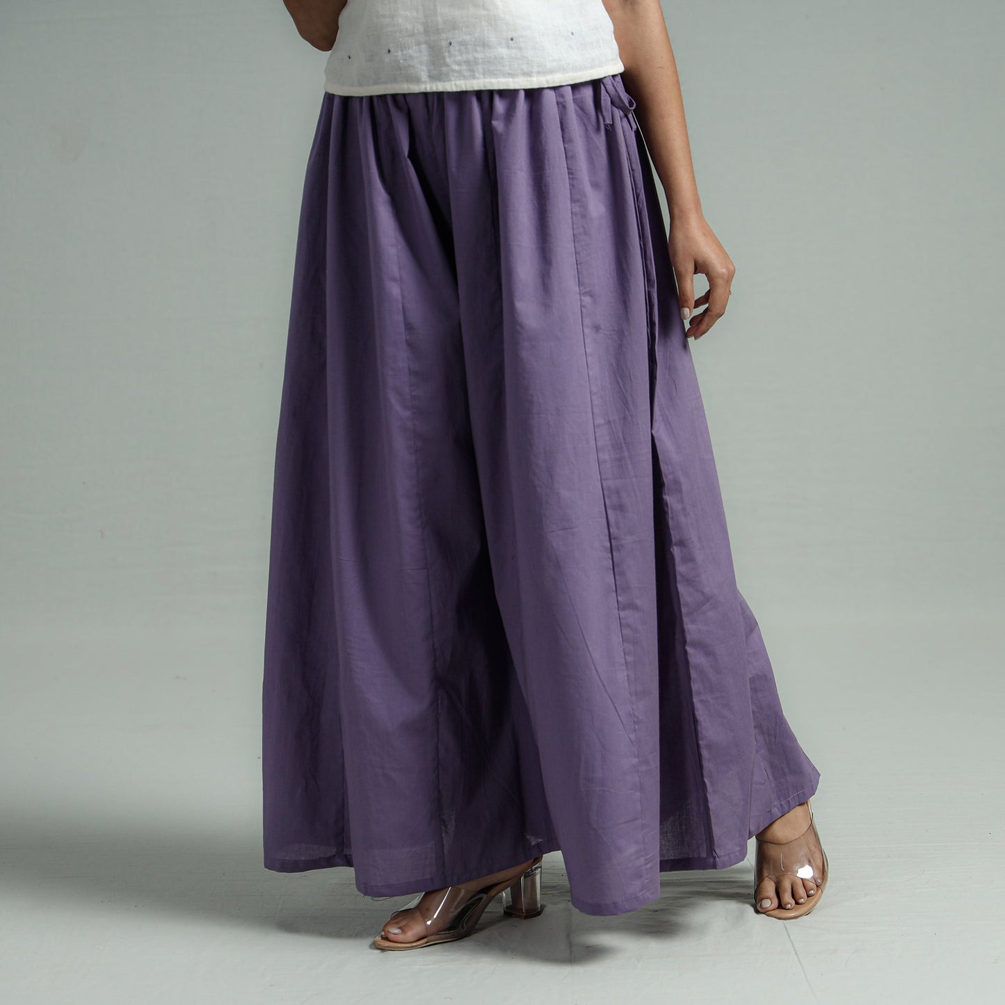 Plain Dyed Cotton Flared Palazzo