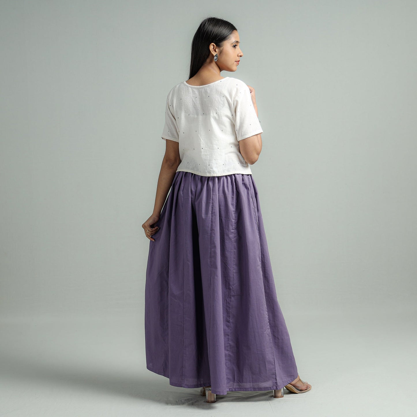 Plain Dyed Cotton Flared Palazzo
