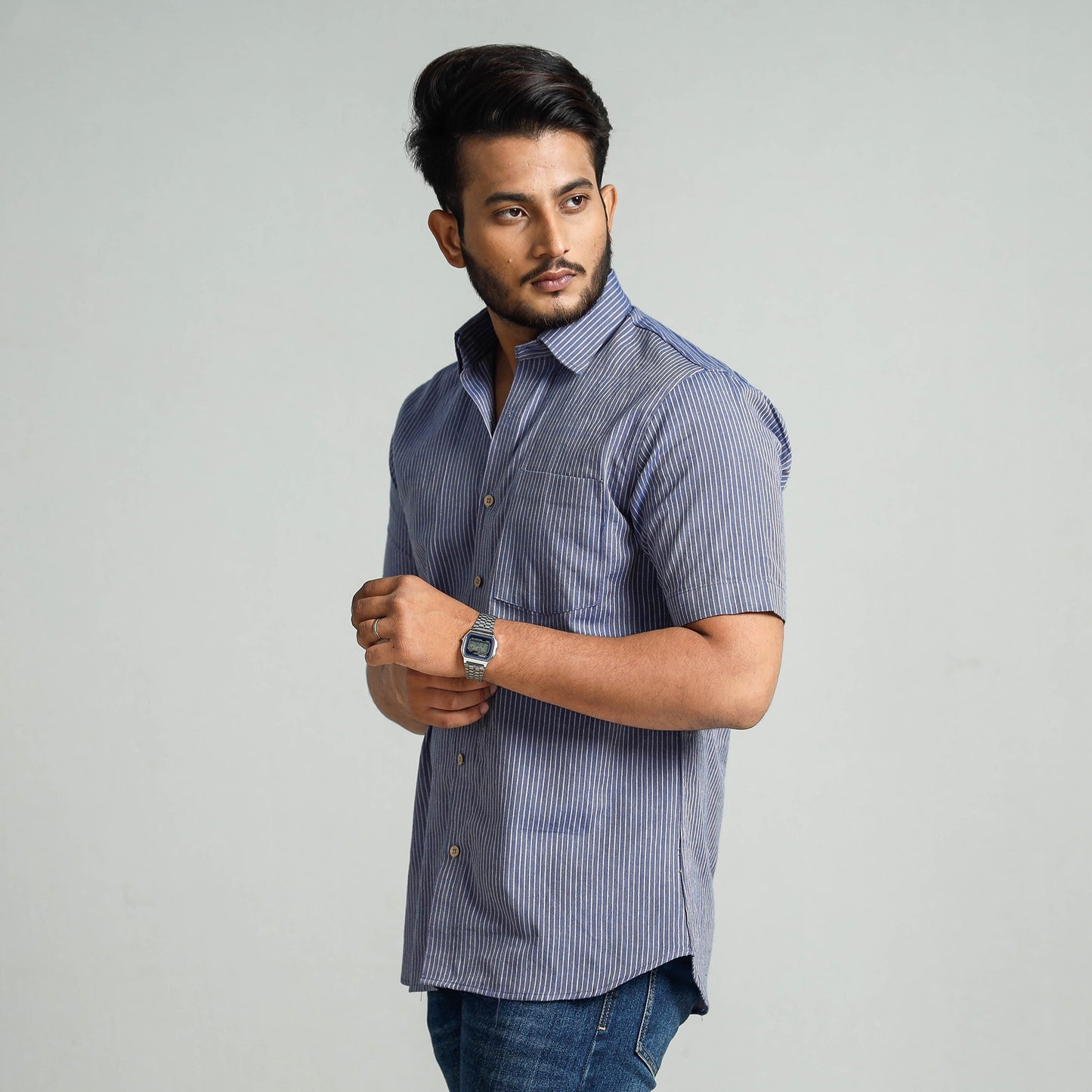 Buy Plain Handloom Cotton Men Half Sleeve Shirt Online at iTokri.com