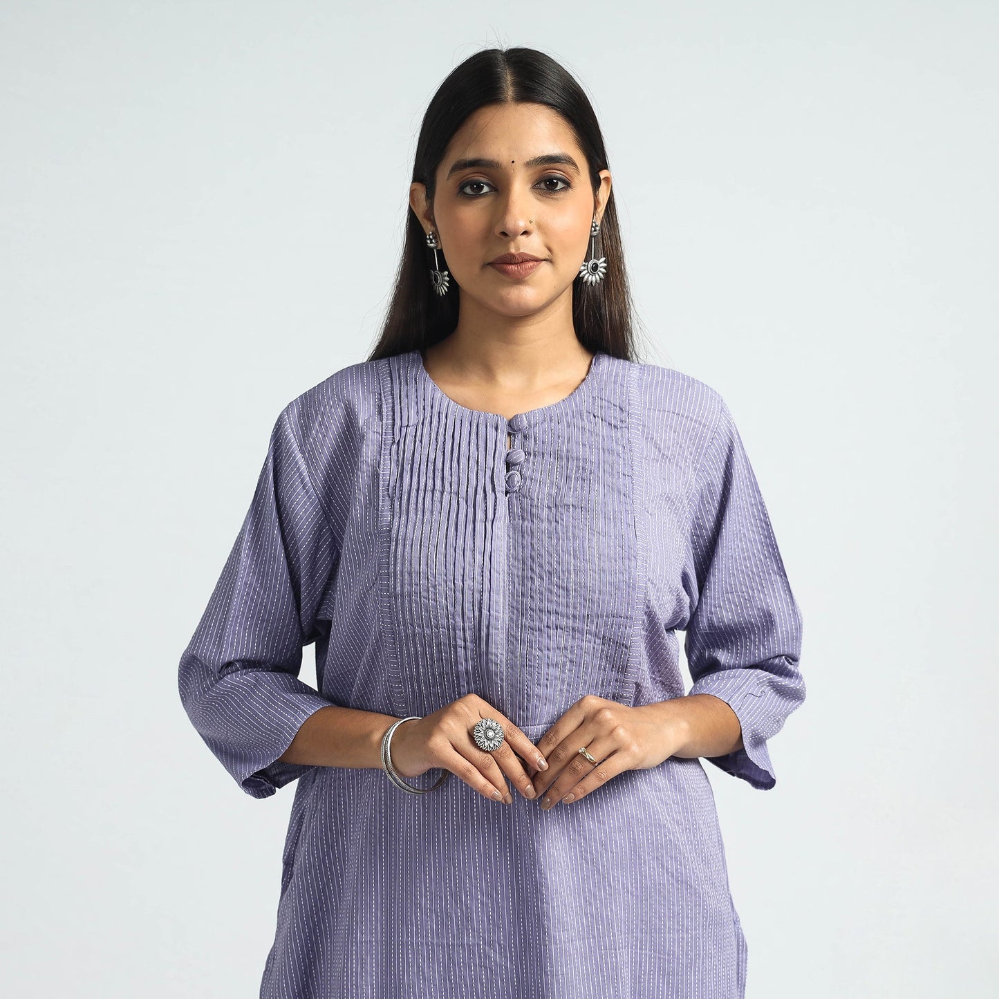 Running Stitch Cotton Long Kurta