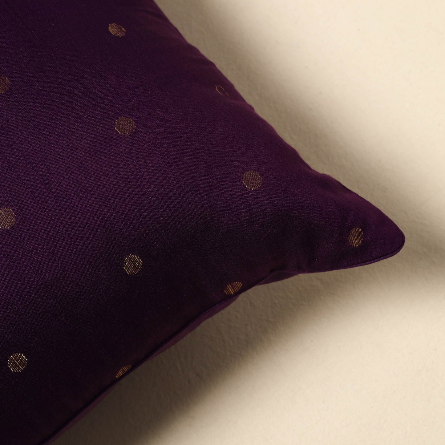 Plain zari buti cushion cover 61 - handcrafted