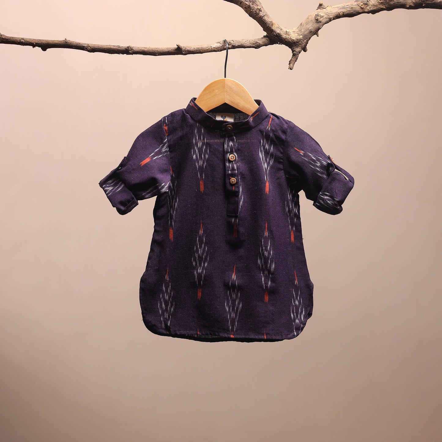 Purple - pochampally ikat cotton kids kurta (6-12 months)