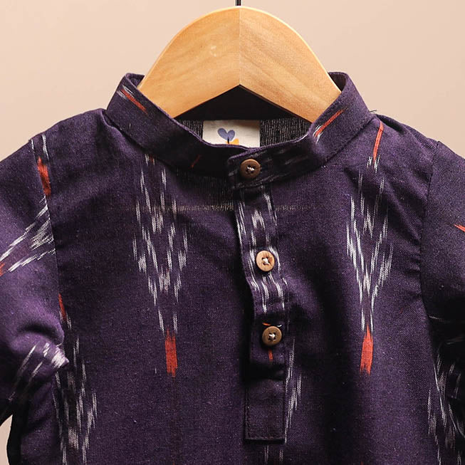 Purple - pochampally ikat cotton kids kurta (6-12 months)