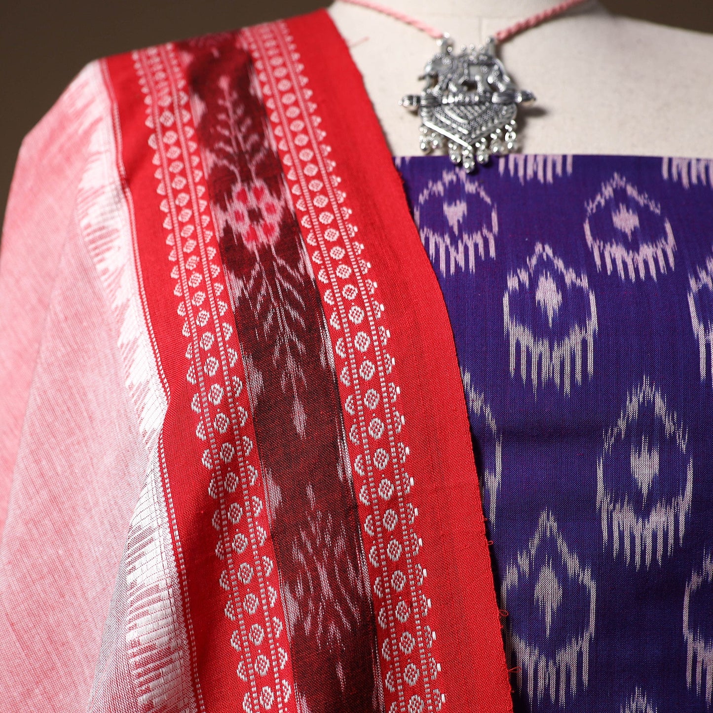 Pochampally ikat mercerised cotton 2pc unstitched dress