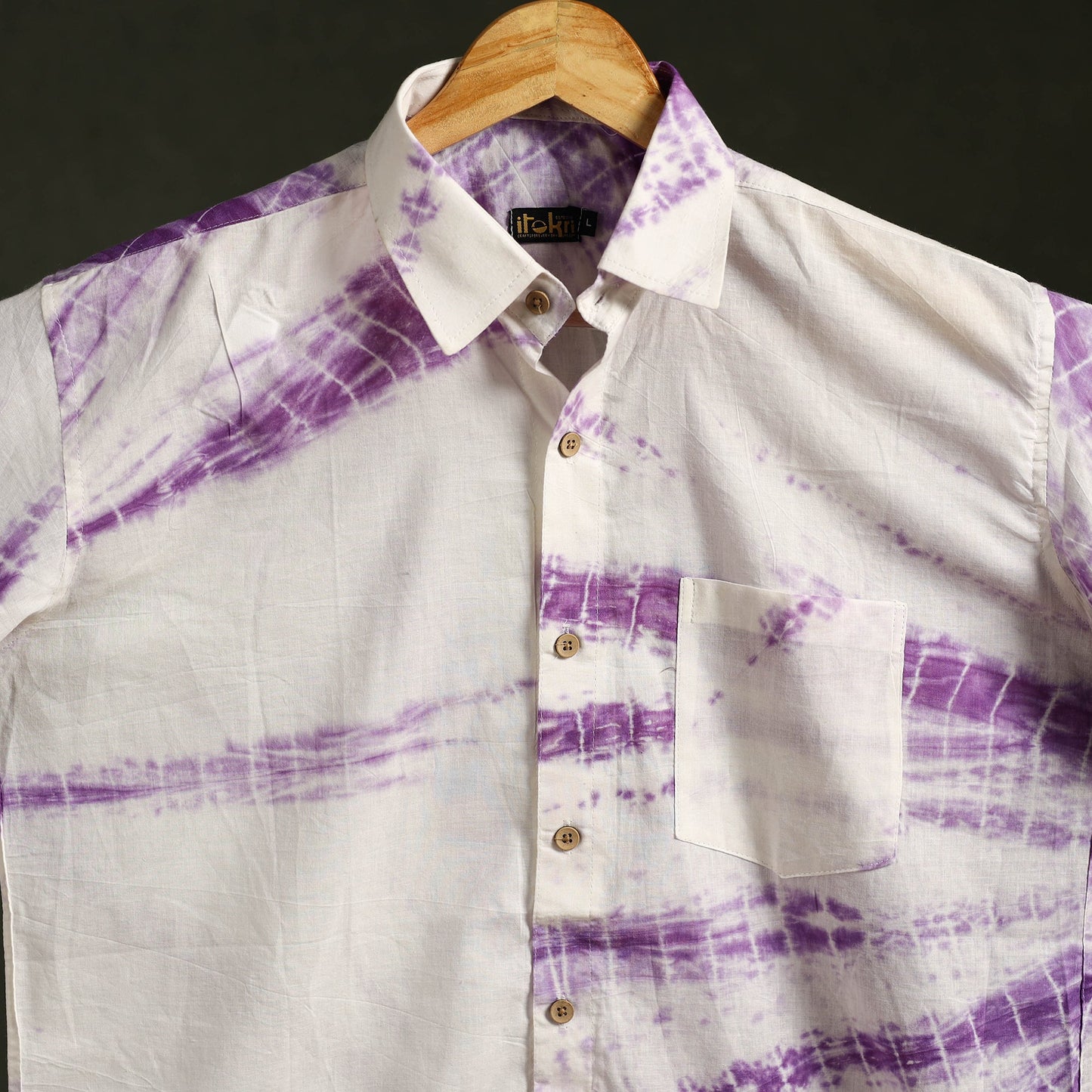 Purple - pure cotton half sleeve tie-dye men shibori shirt