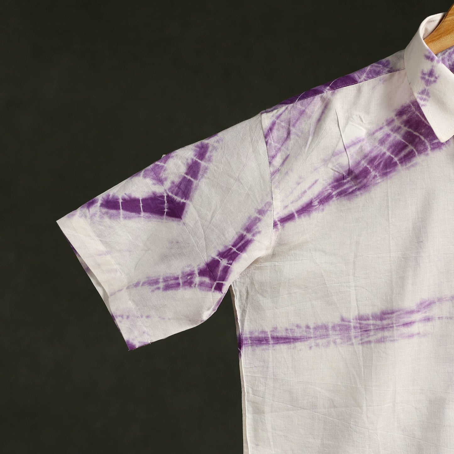 Purple - pure cotton half sleeve tie-dye men shibori shirt