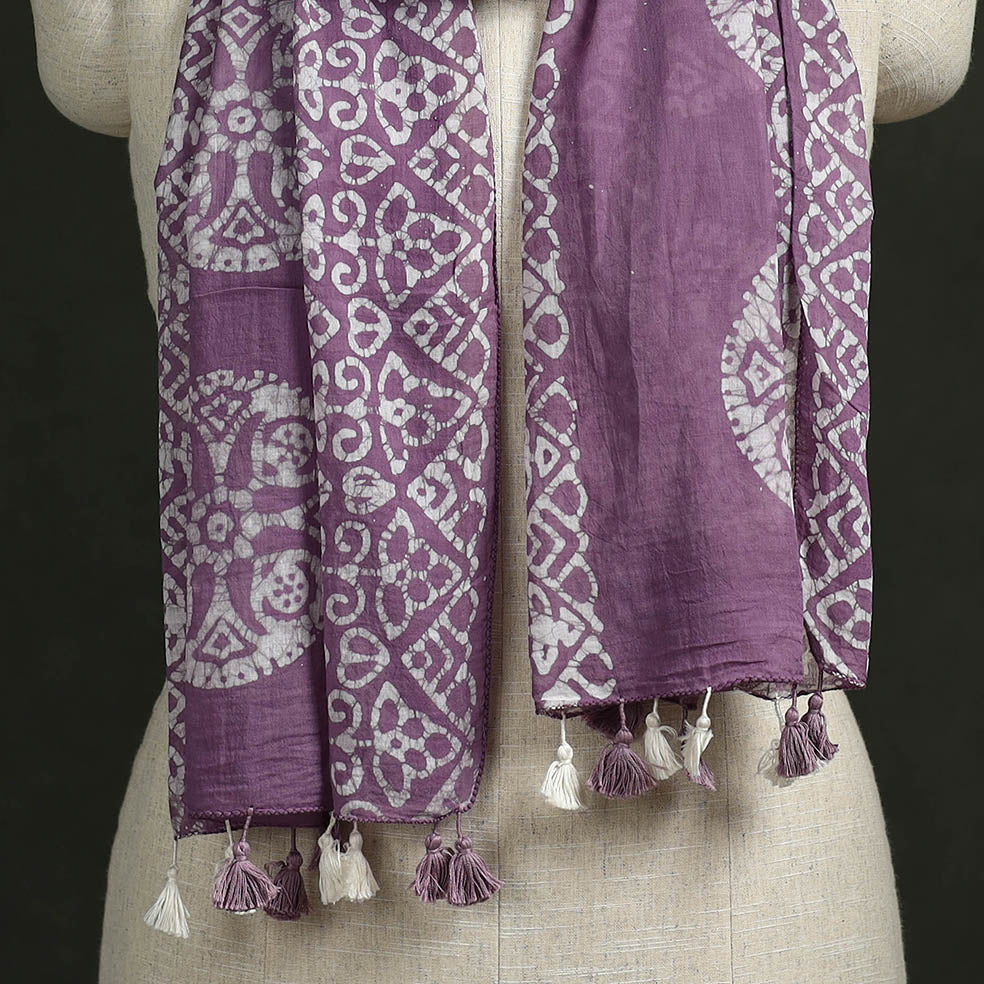 Pure mul cotton kutch hand block batik print stole