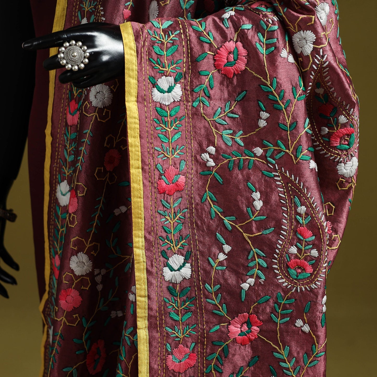 Ranihati chapa work chanderi silk hand embroidery dupatta