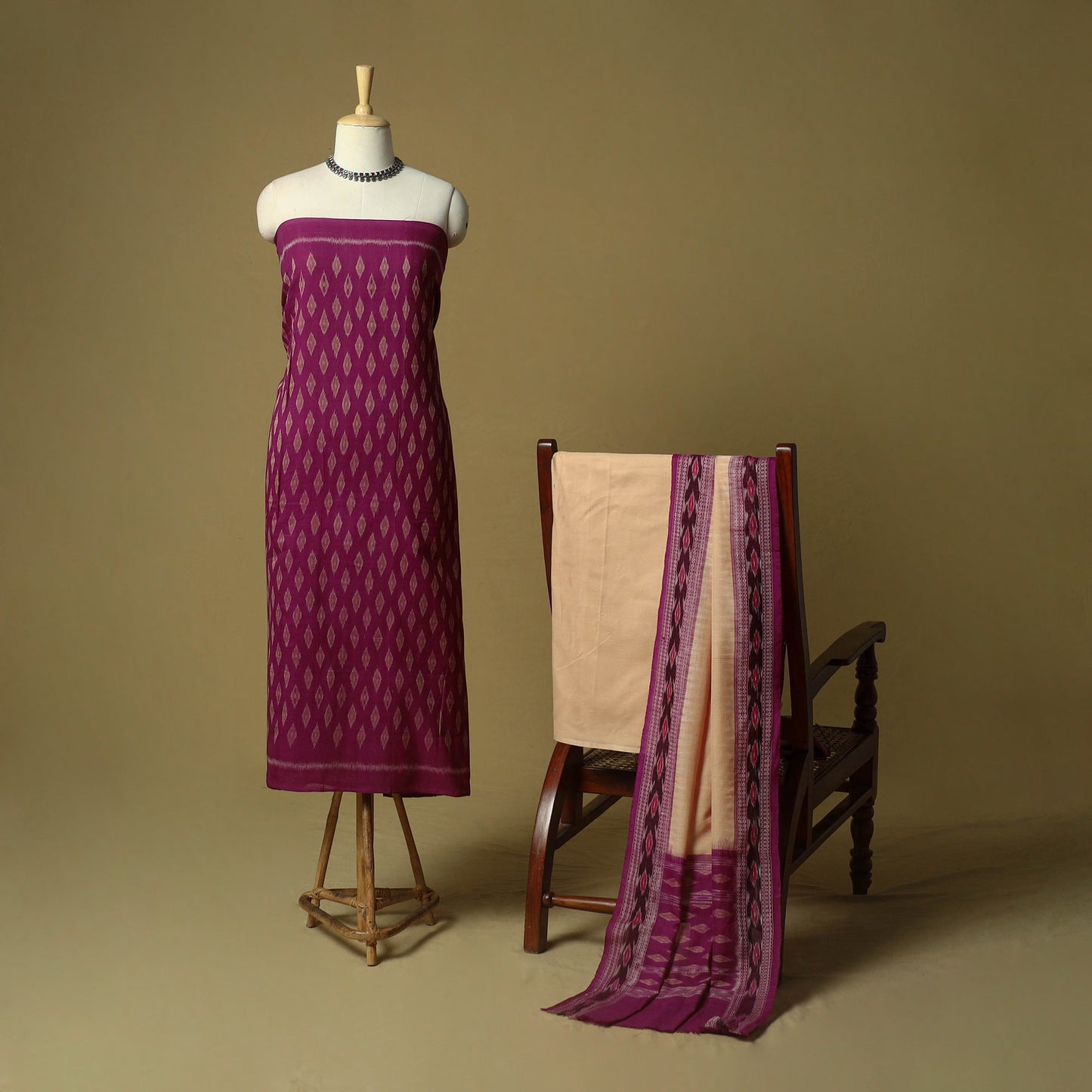 Sambalpuri ikat handloom cotton 3pc unstitched dress