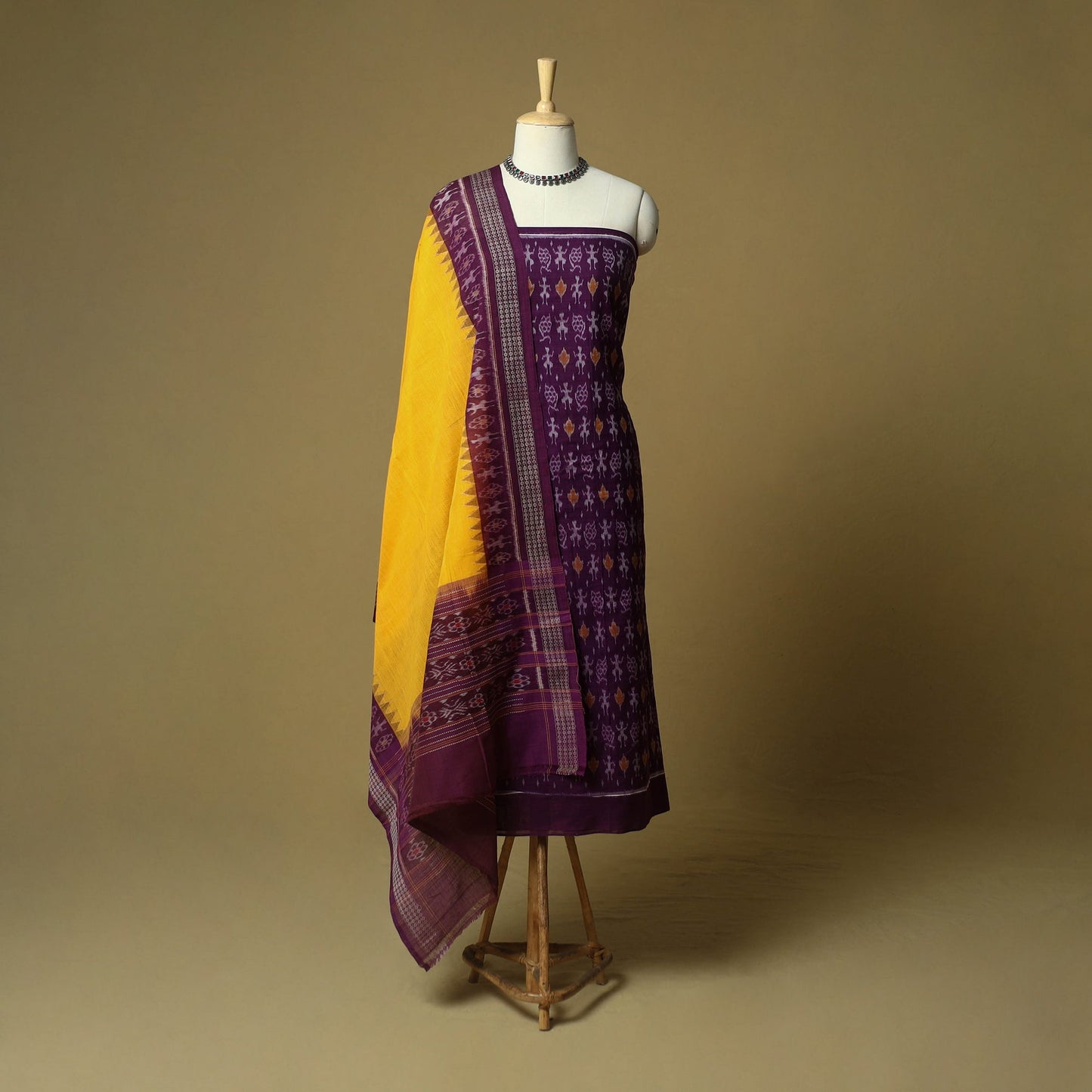 Sambalpuri ikat handloom cotton 3pc unstitched dress