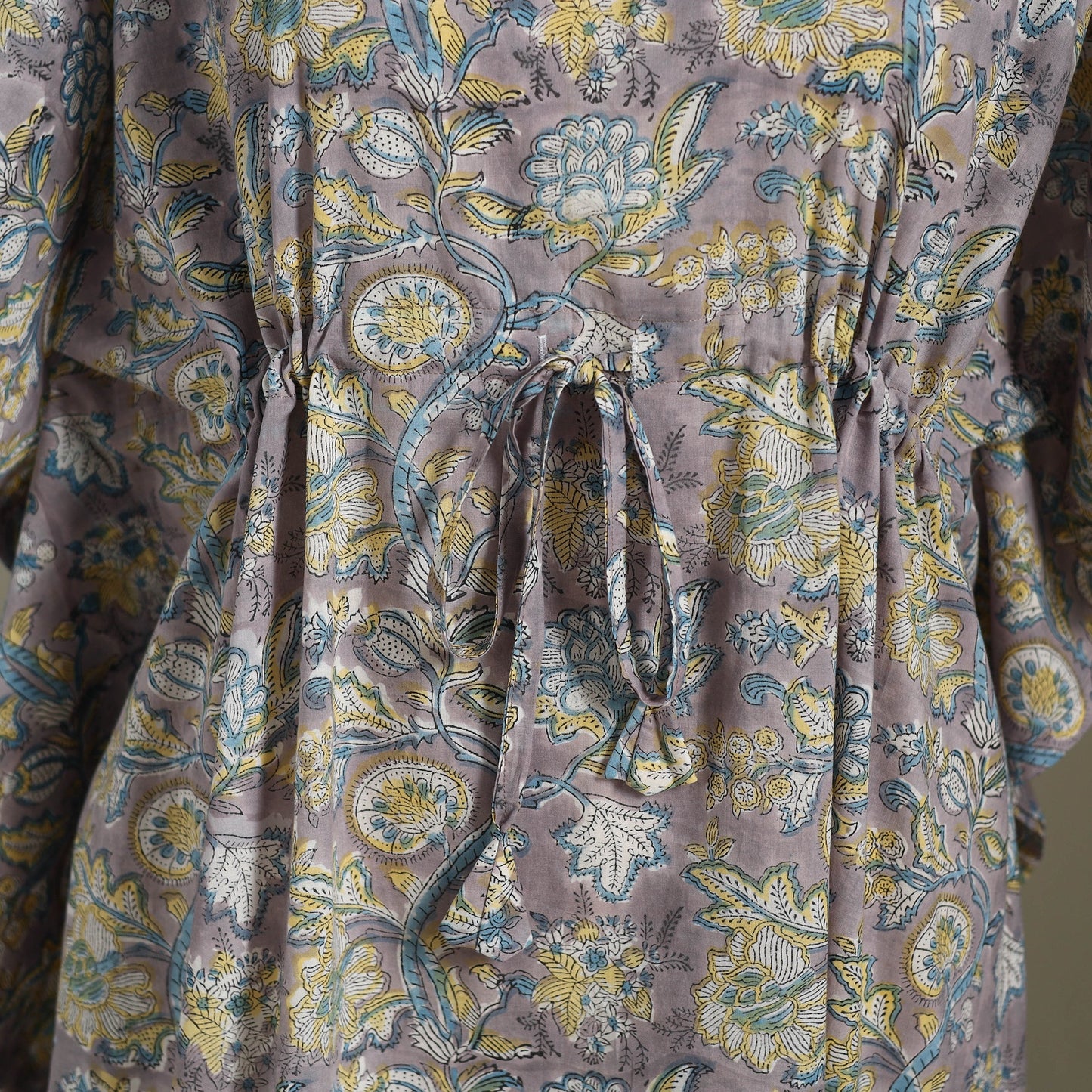 Purple Sanganeri Block Print Cotton Kaftan (Medium)