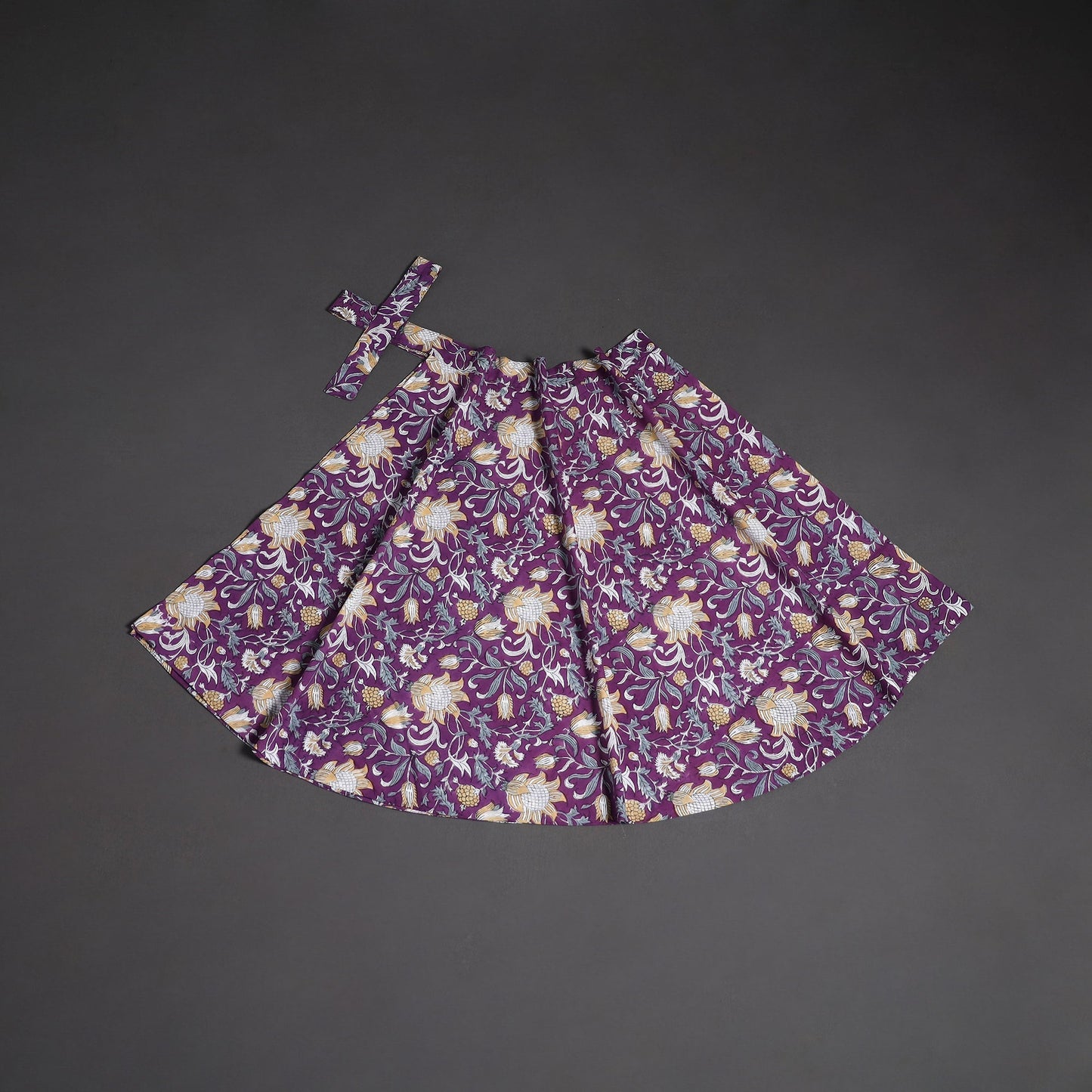 Sanganeri hand cotton wrap around skirt 63 - handcrafted