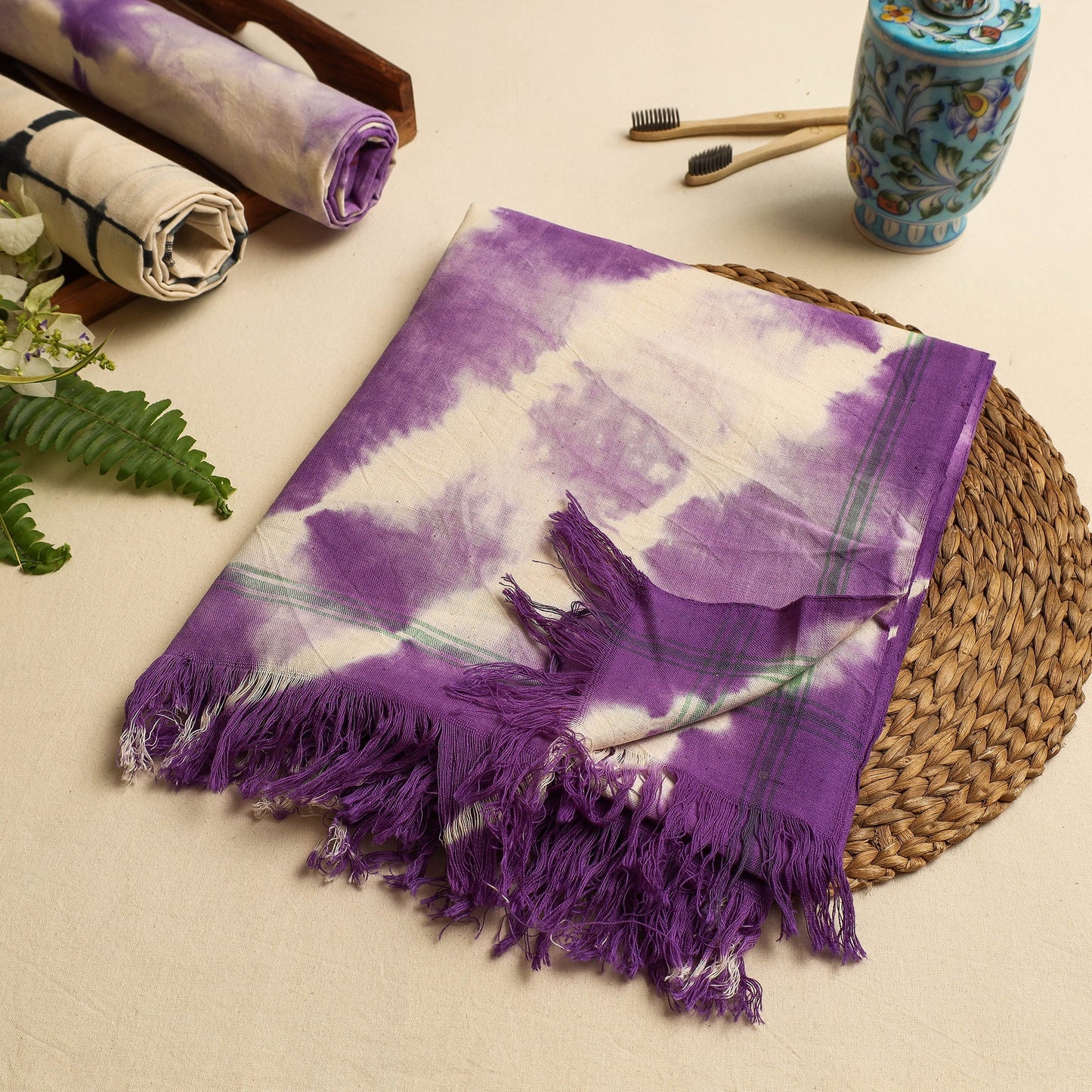 Shibori Tie-dye Cotton Bath Towel Online at iTokri.com
