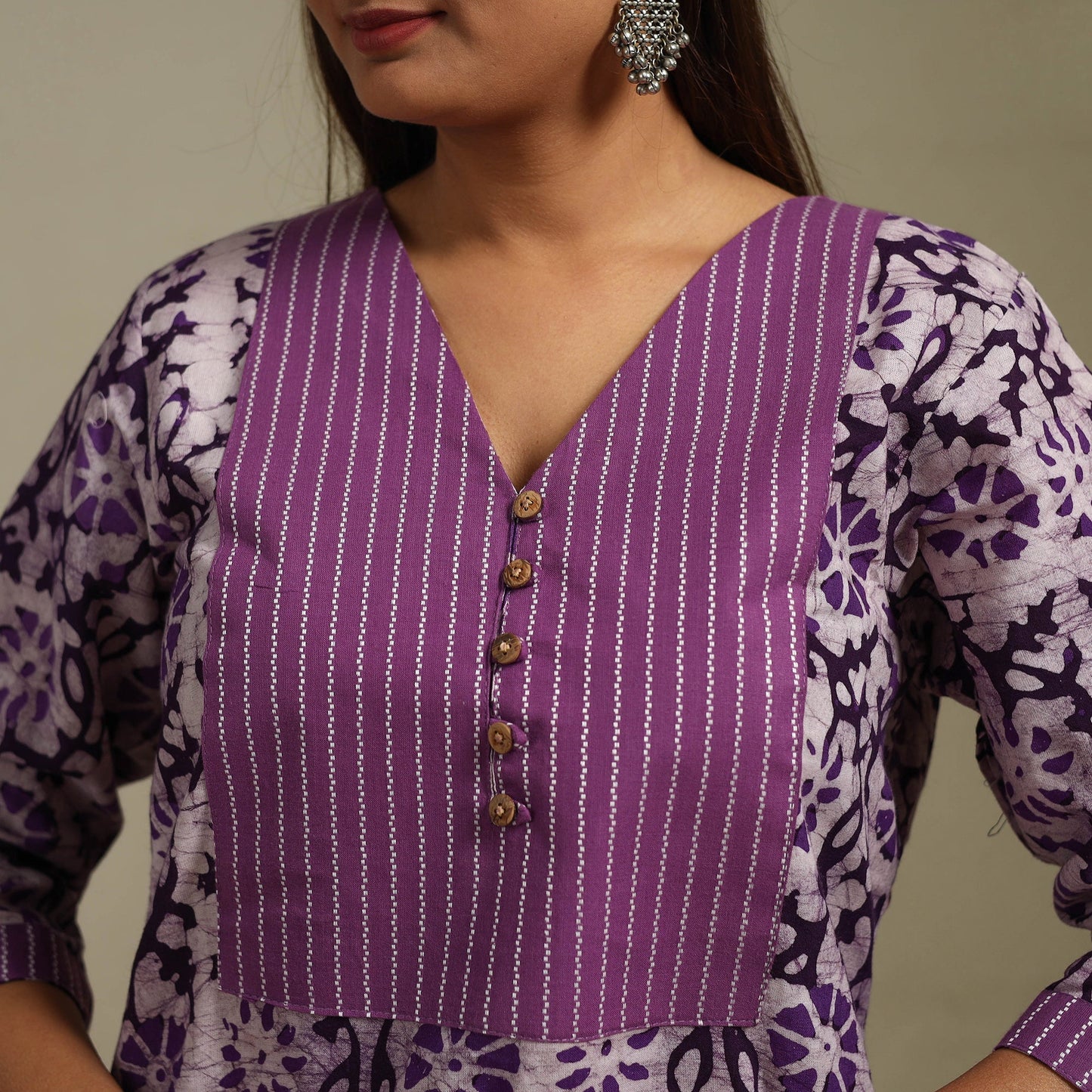 Straight patchwork cotton hand batik kurta for women 41