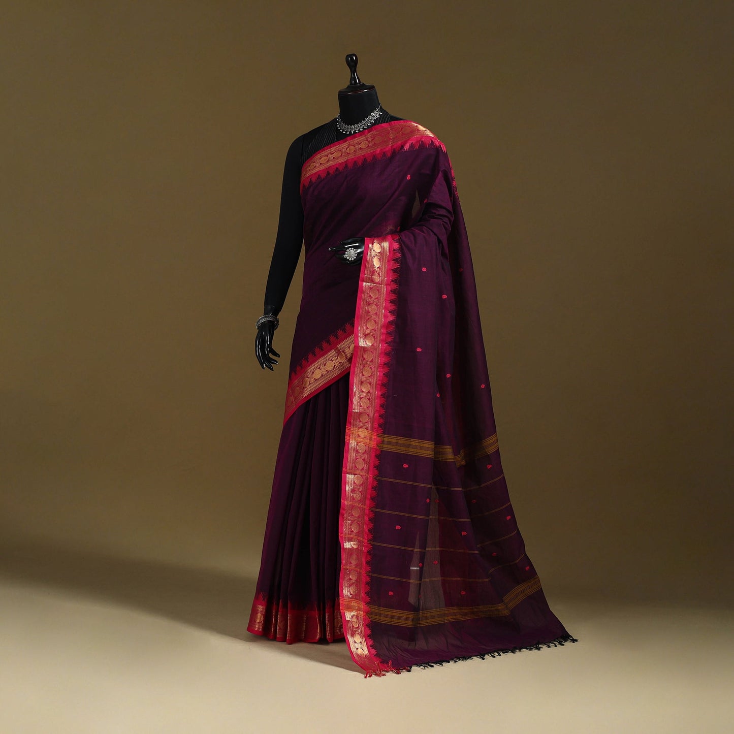 Thread buti cotton kanchipuram saree with border 05