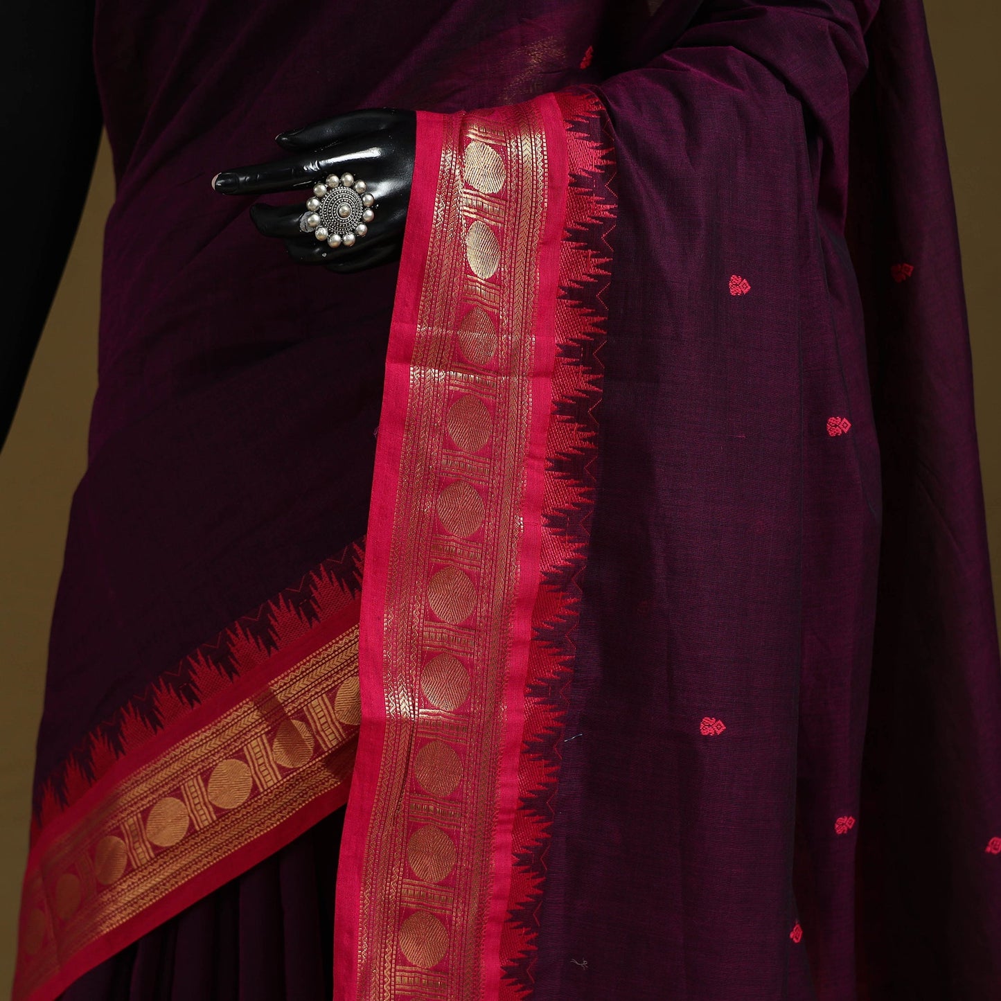 Thread buti cotton kanchipuram saree with border 05