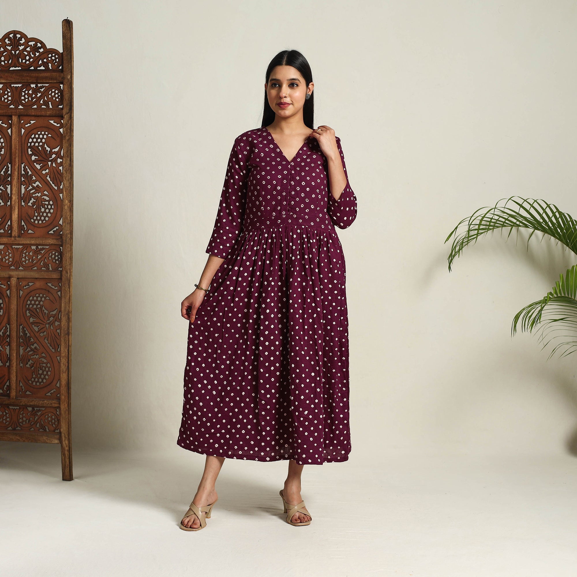 fitted lace wedding dress Purple Bandhani Cape with Cowl Dress  omanabyranjanabothra