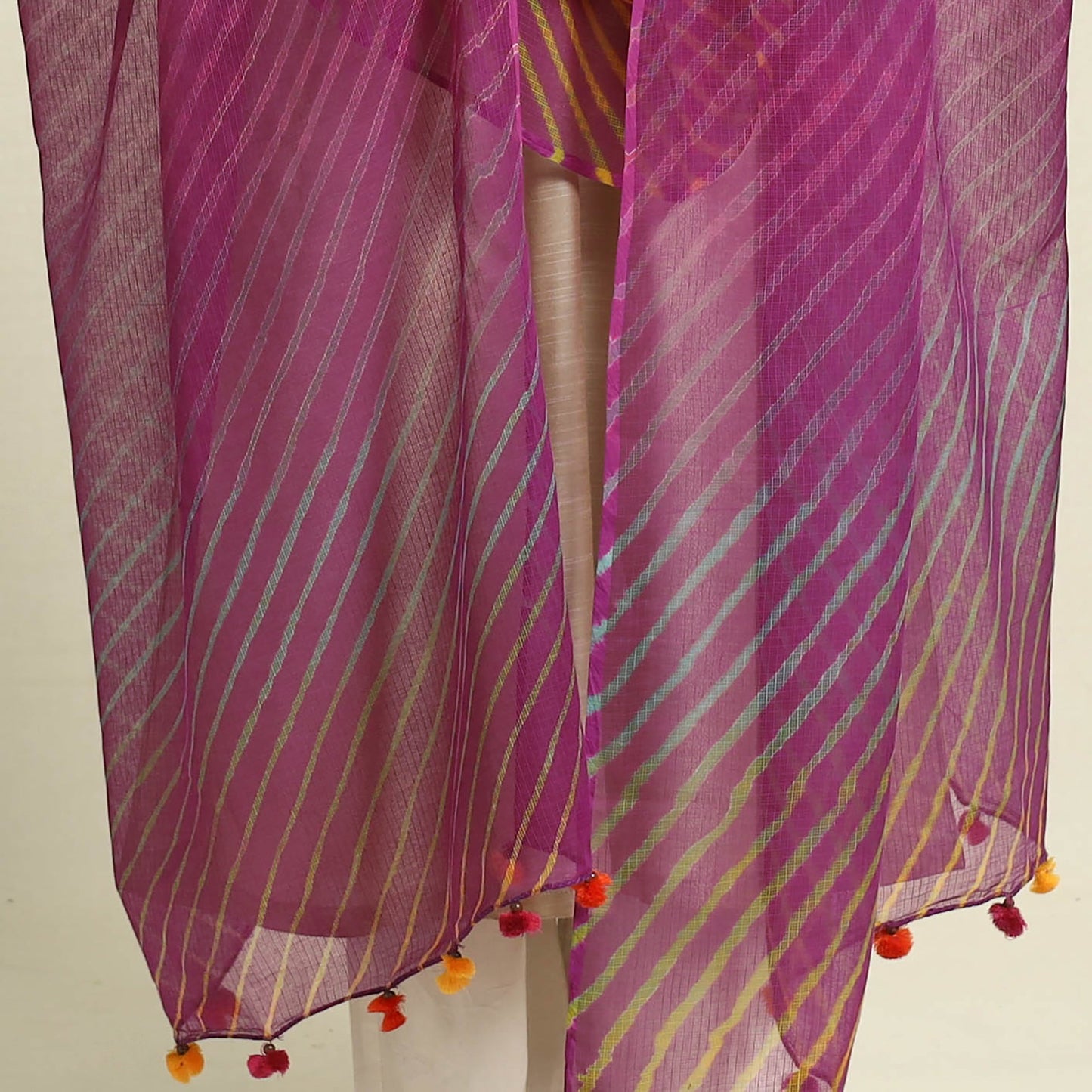 Buy Tie & Dye Purple Kota Doria Cotton Leheriya Dupatta
