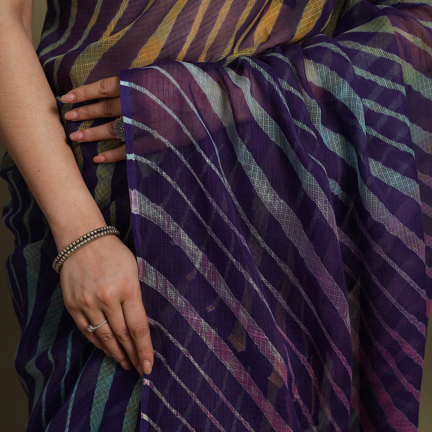 Buy Tie-Dye Kota Doria Cotton Leheriya Saree