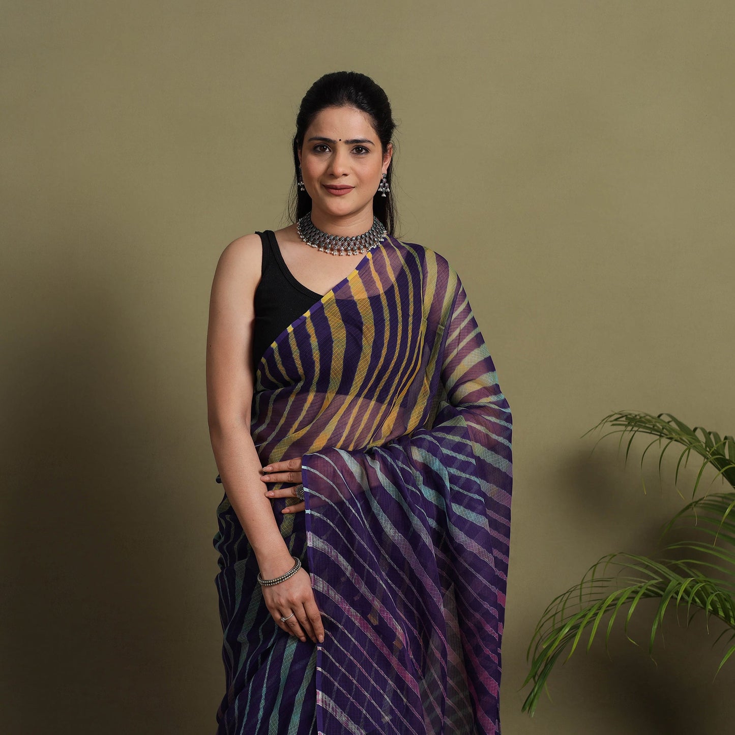 Buy Tie-Dye Kota Doria Cotton Leheriya Saree