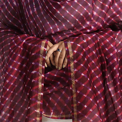 Traditional Tie & Dye Chanderi Silk Leheriya Dupatta
