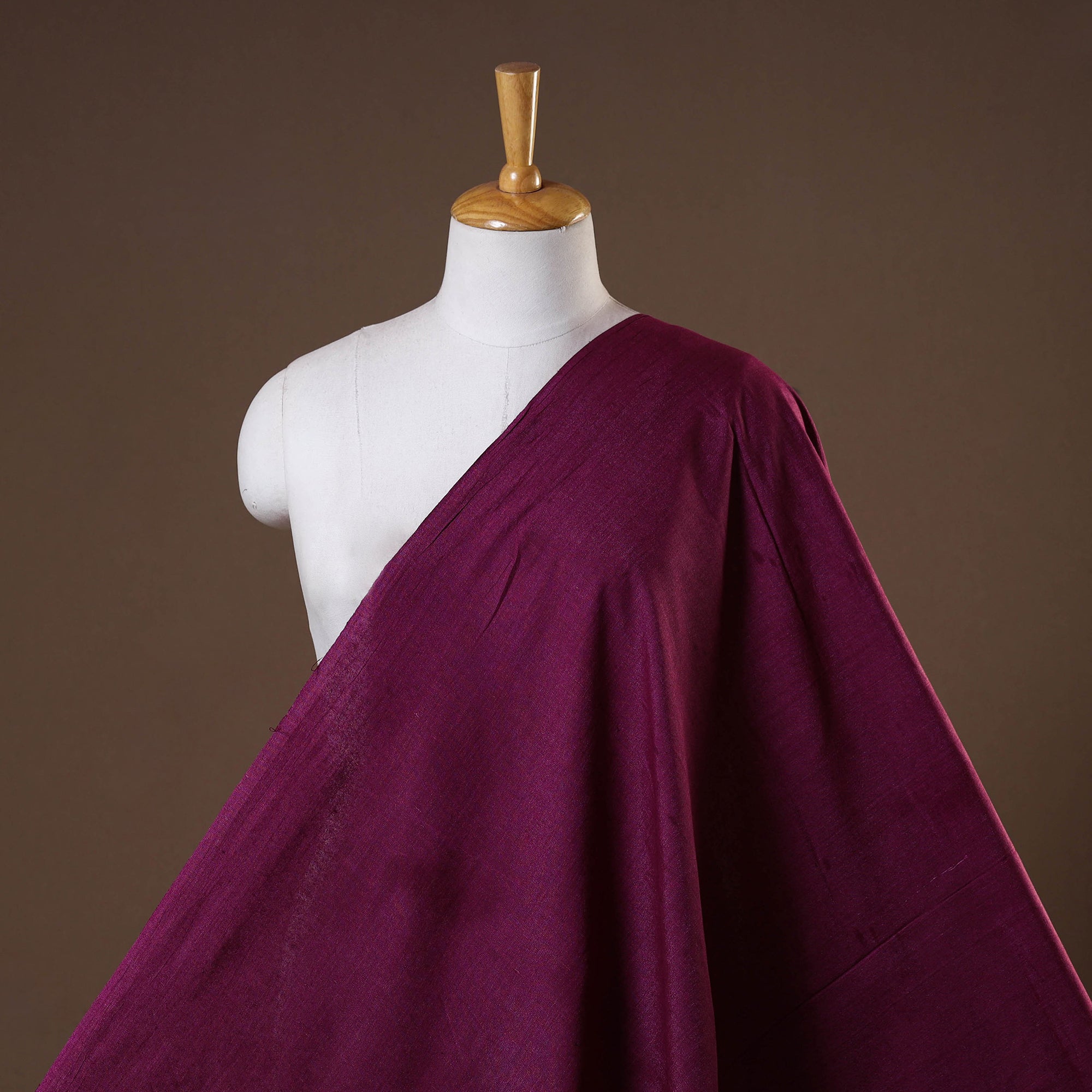 Brown - Vidarbha Handloom Plain Tussar Silk Fabric 02