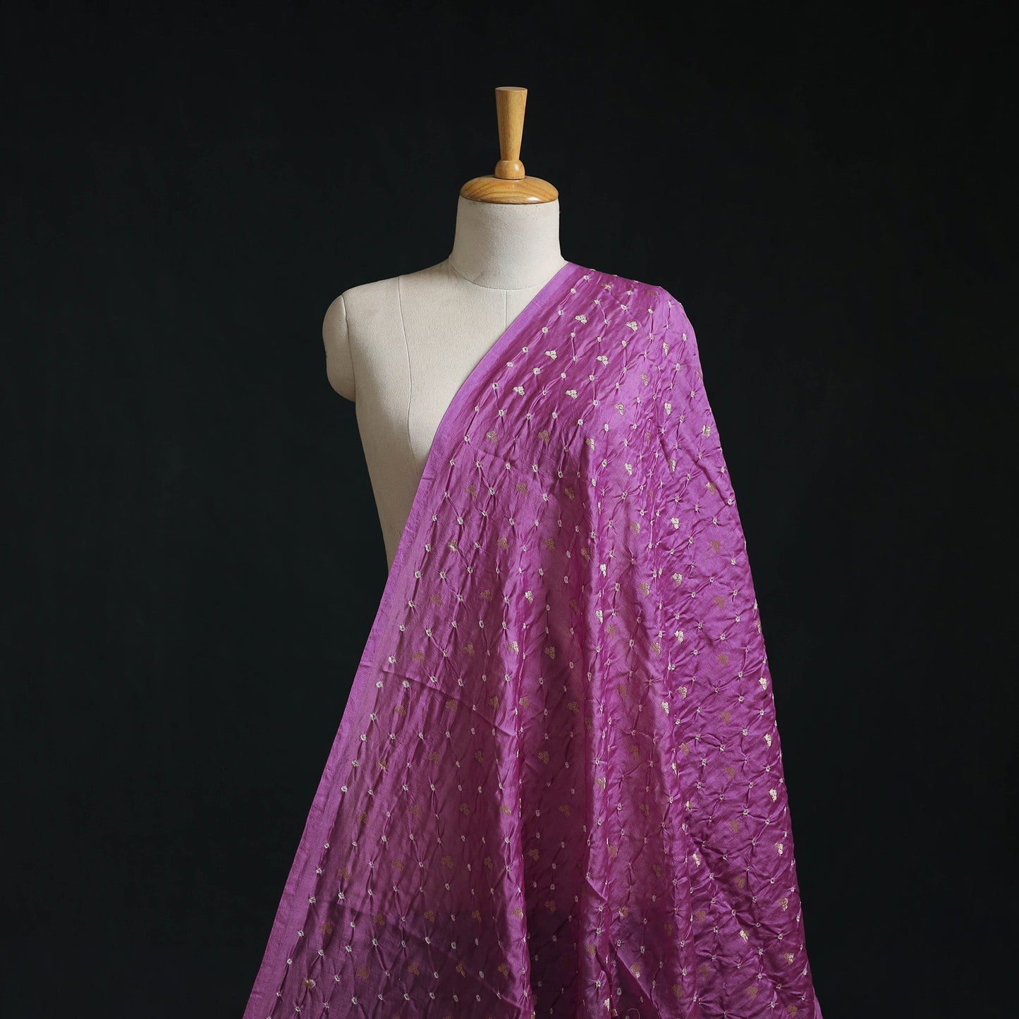 Zari buti silk tie-dye bandhani fabric 03 - handcrafted
