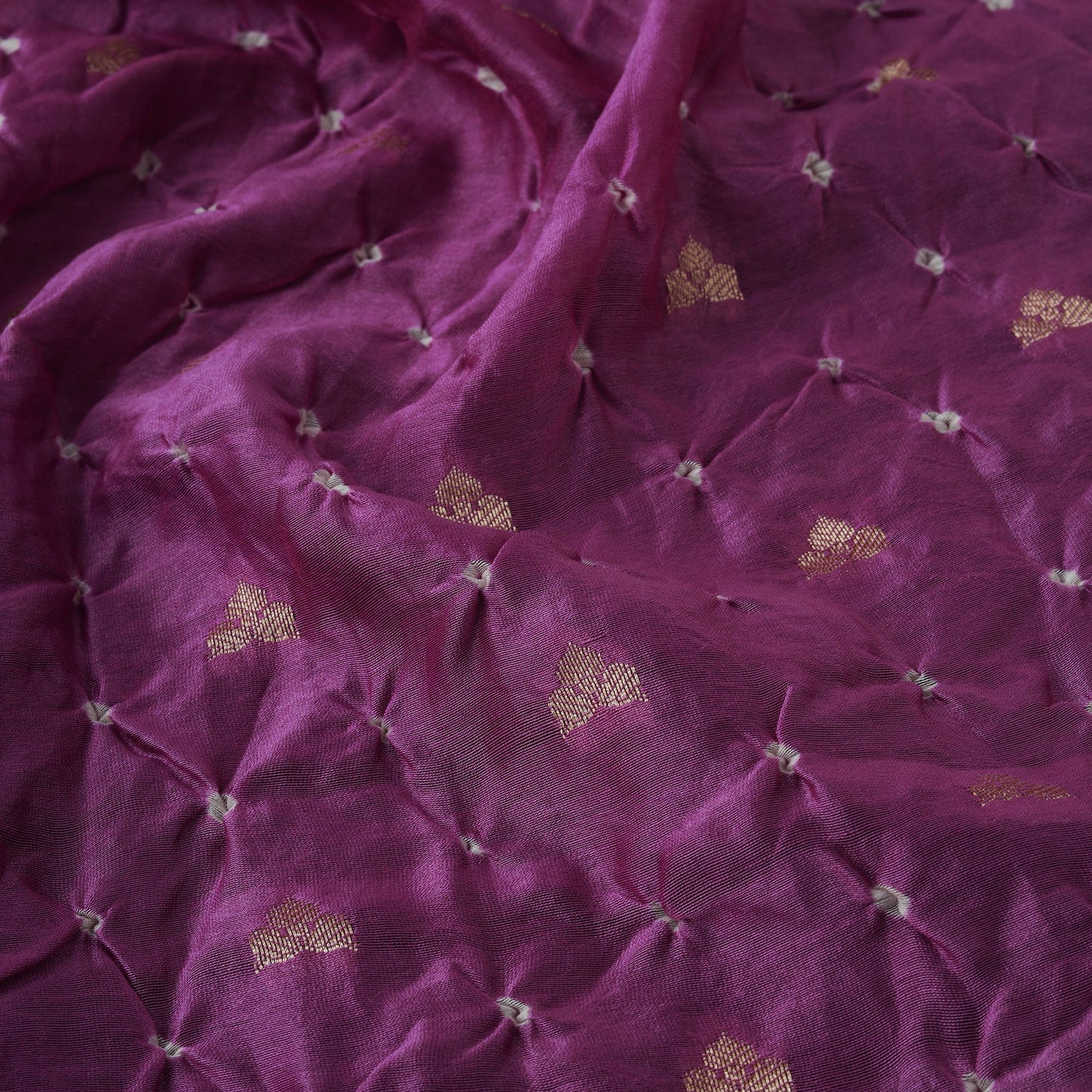 Zari buti silk tie-dye bandhani fabric 03 - handcrafted