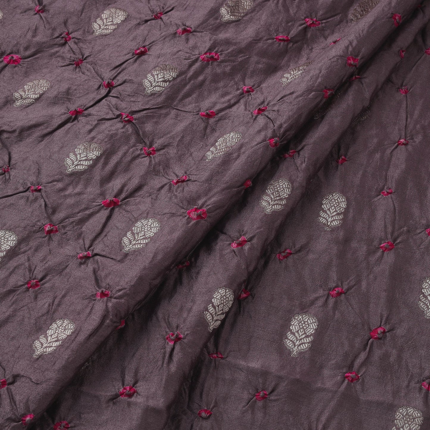 Zari buti silk tie-dye bandhani fabric 15 - handcrafted