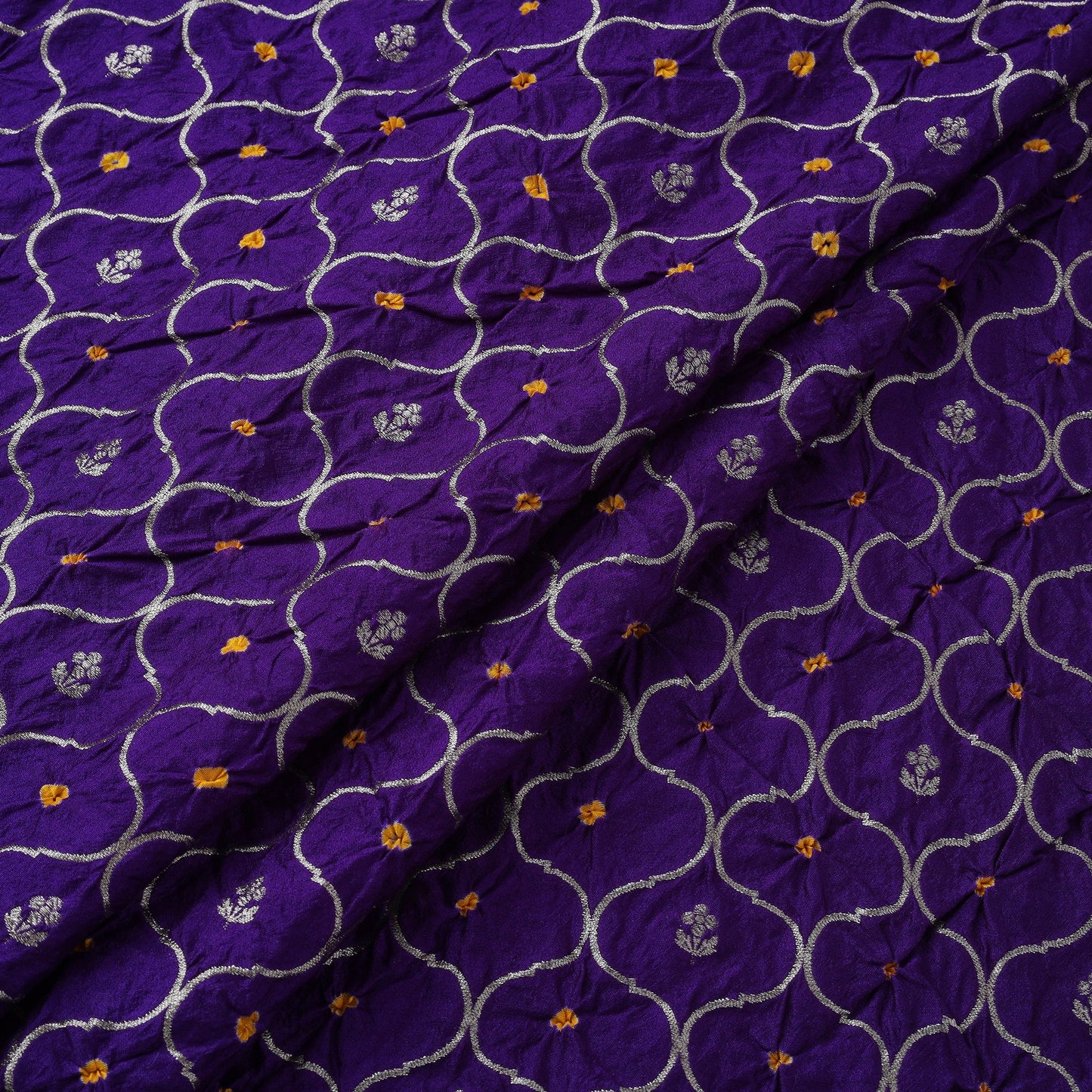 Zari work silk tie-dye bandhani fabric 41 - handcrafted