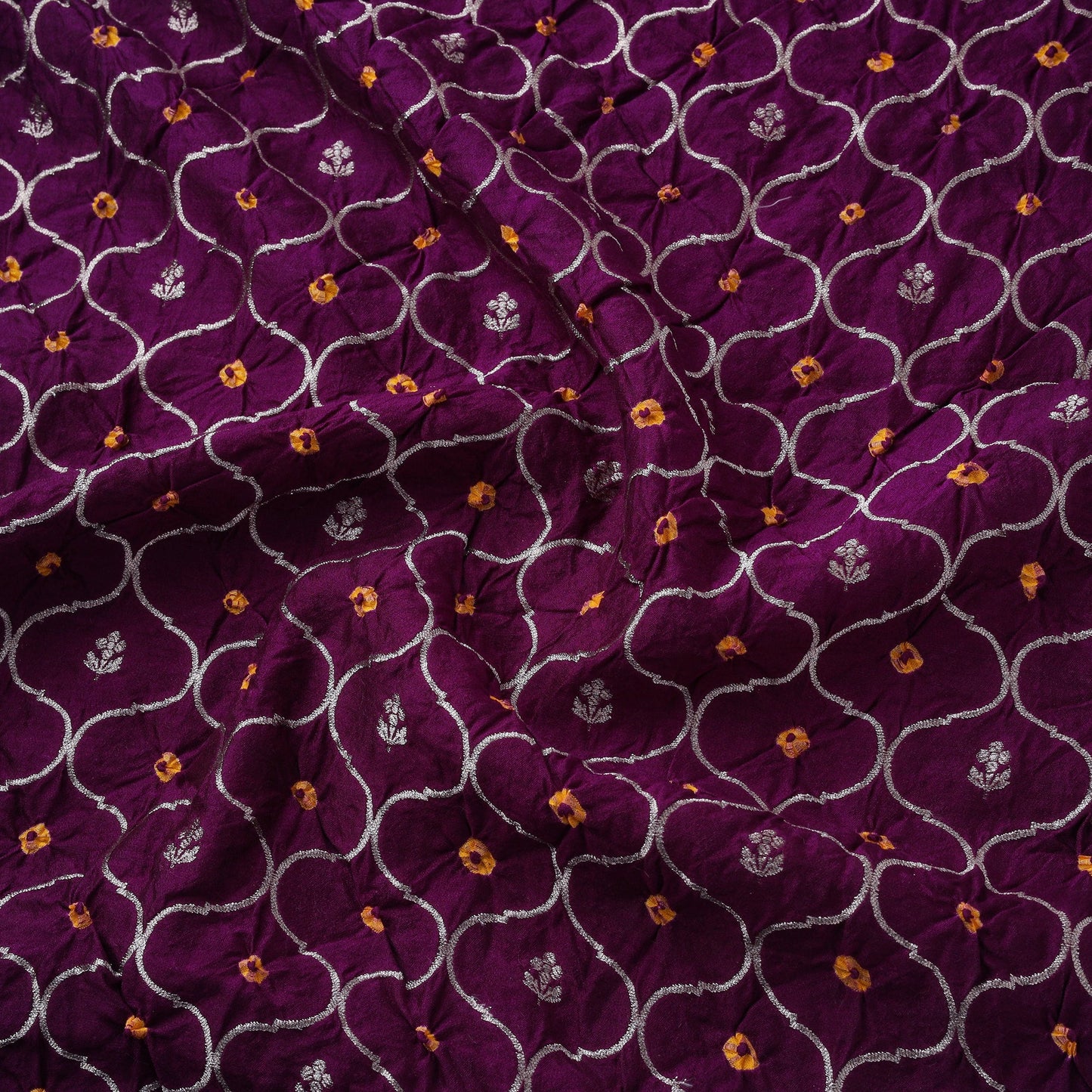 Zari work silk tie-dye bandhani fabric 42 - handcrafted