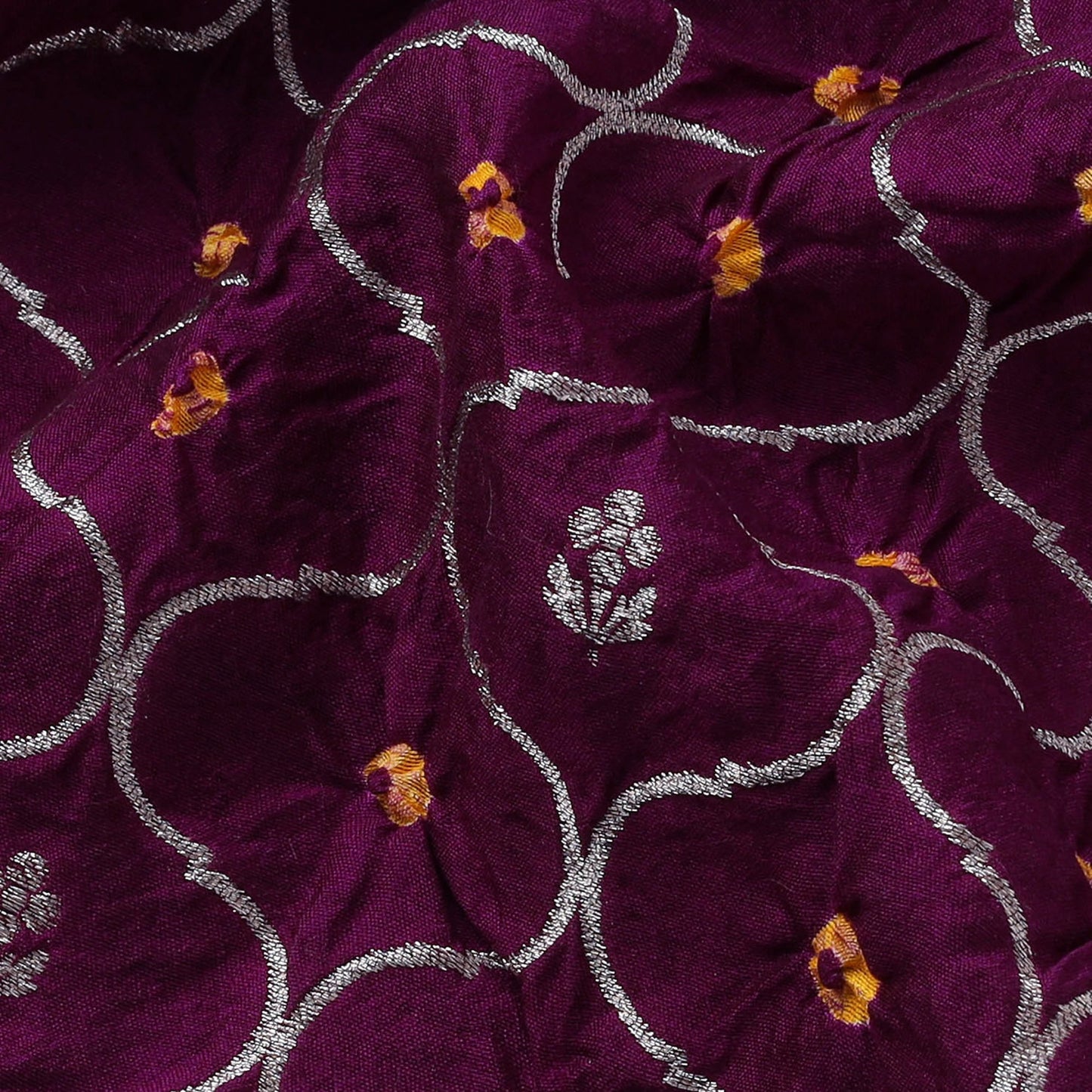 Zari work silk tie-dye bandhani fabric 42 - handcrafted