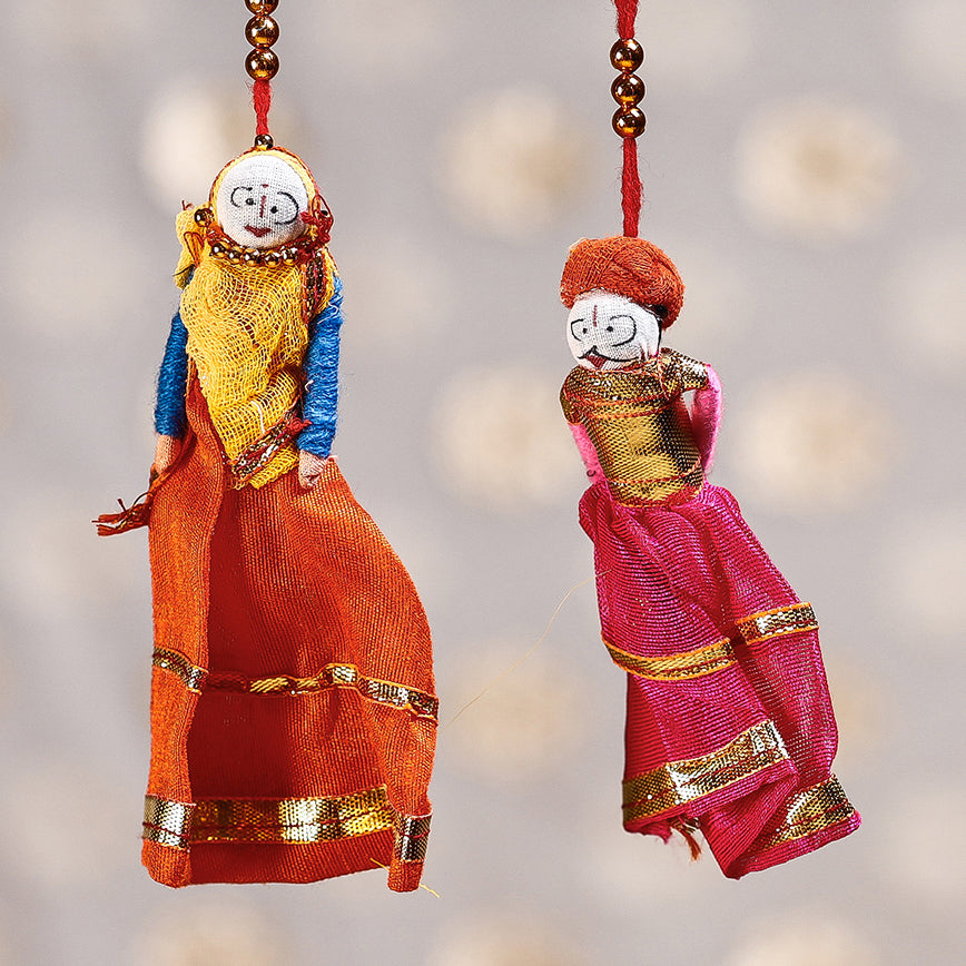 Rajasthani Couple Handmade Hanging / Kathputli