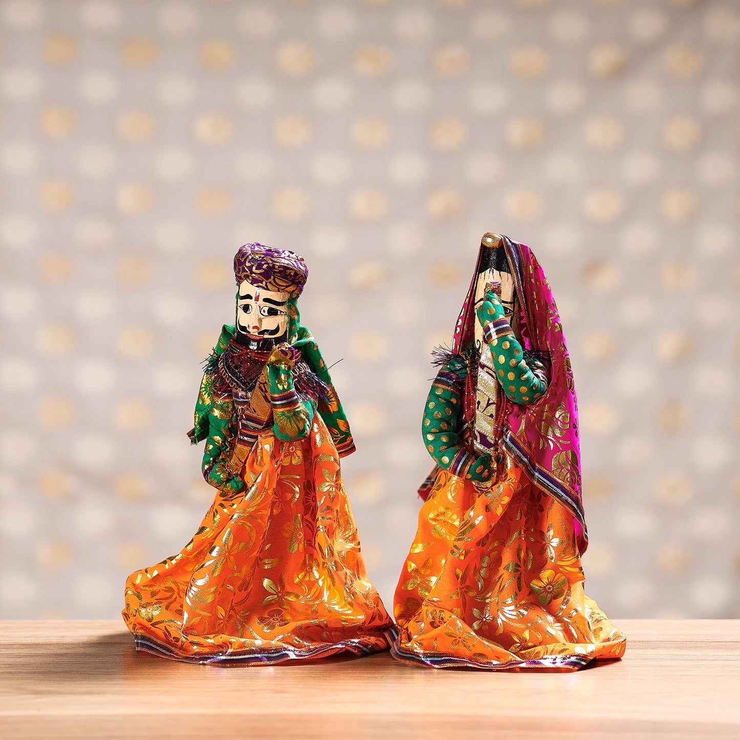 Rajasthani Couple Handmade Puppet / Kathputli Decor Item