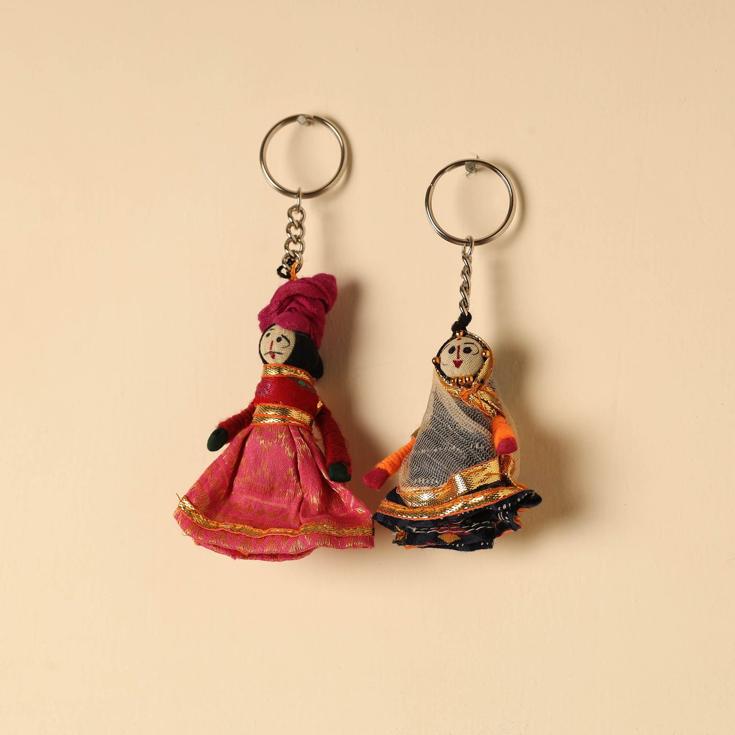 Rajasthani Puppet Couple Handmade Keychain