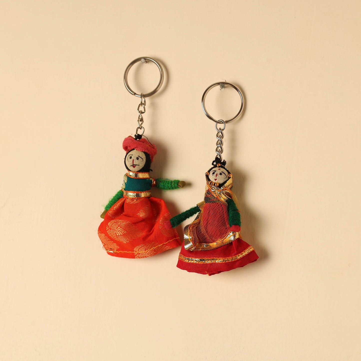 Rajasthani Puppet Couple Handmade Keychain