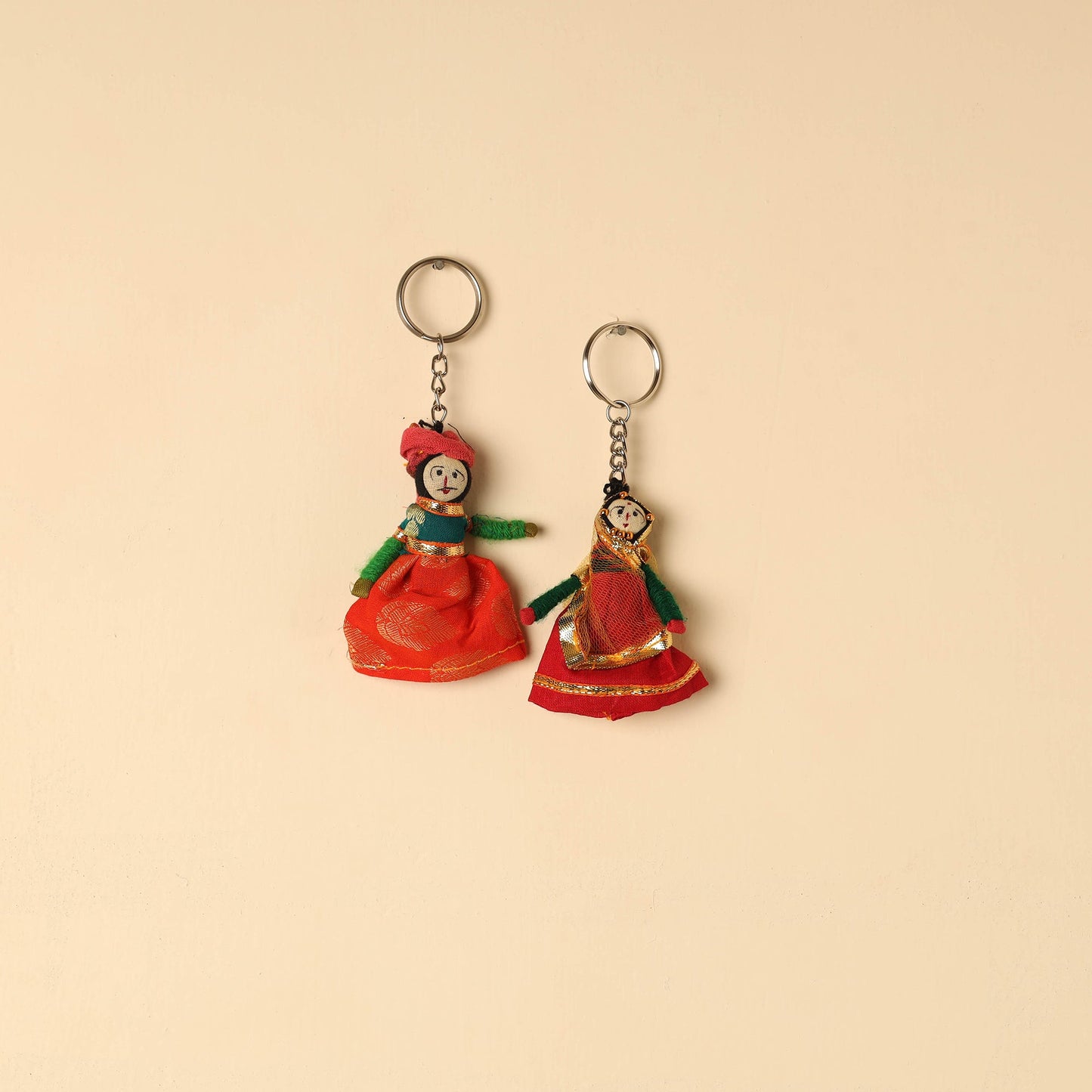 Rajasthani Puppet Couple Handmade Keychain