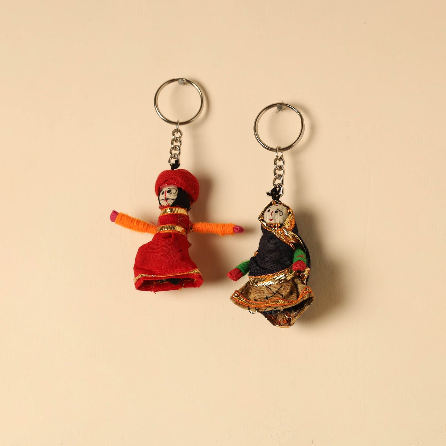 Rajasthani Puppet Couple Handmade Keychain