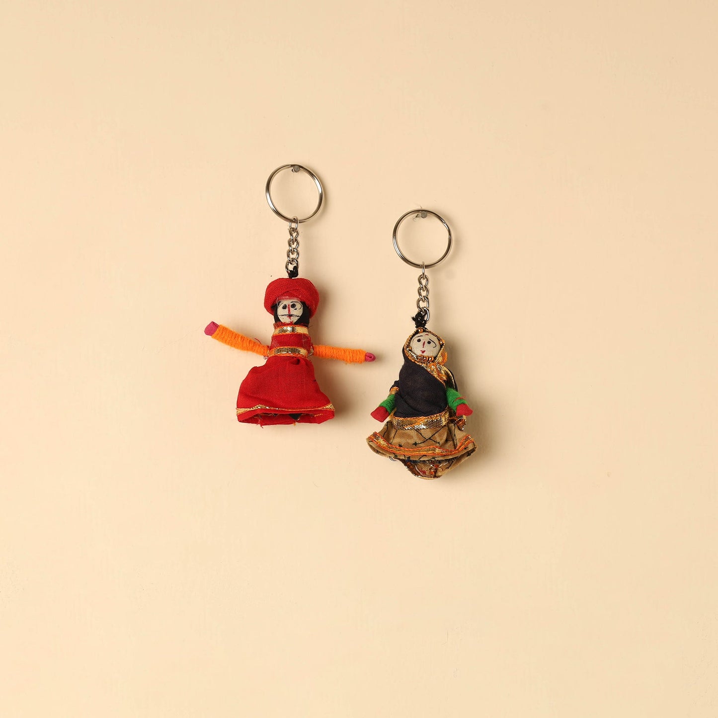 Rajasthani Puppet Couple Handmade Keychain