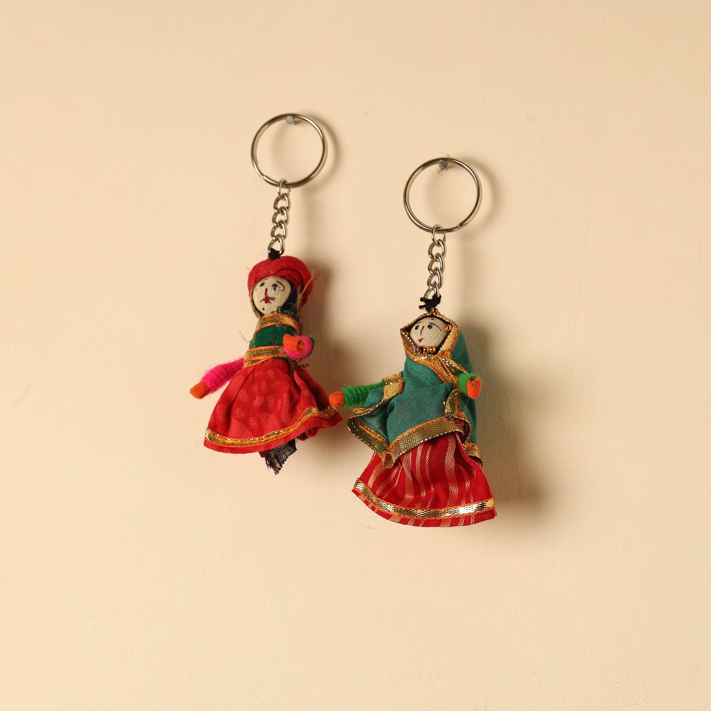 Rajasthani Puppet Couple Handmade Keychain