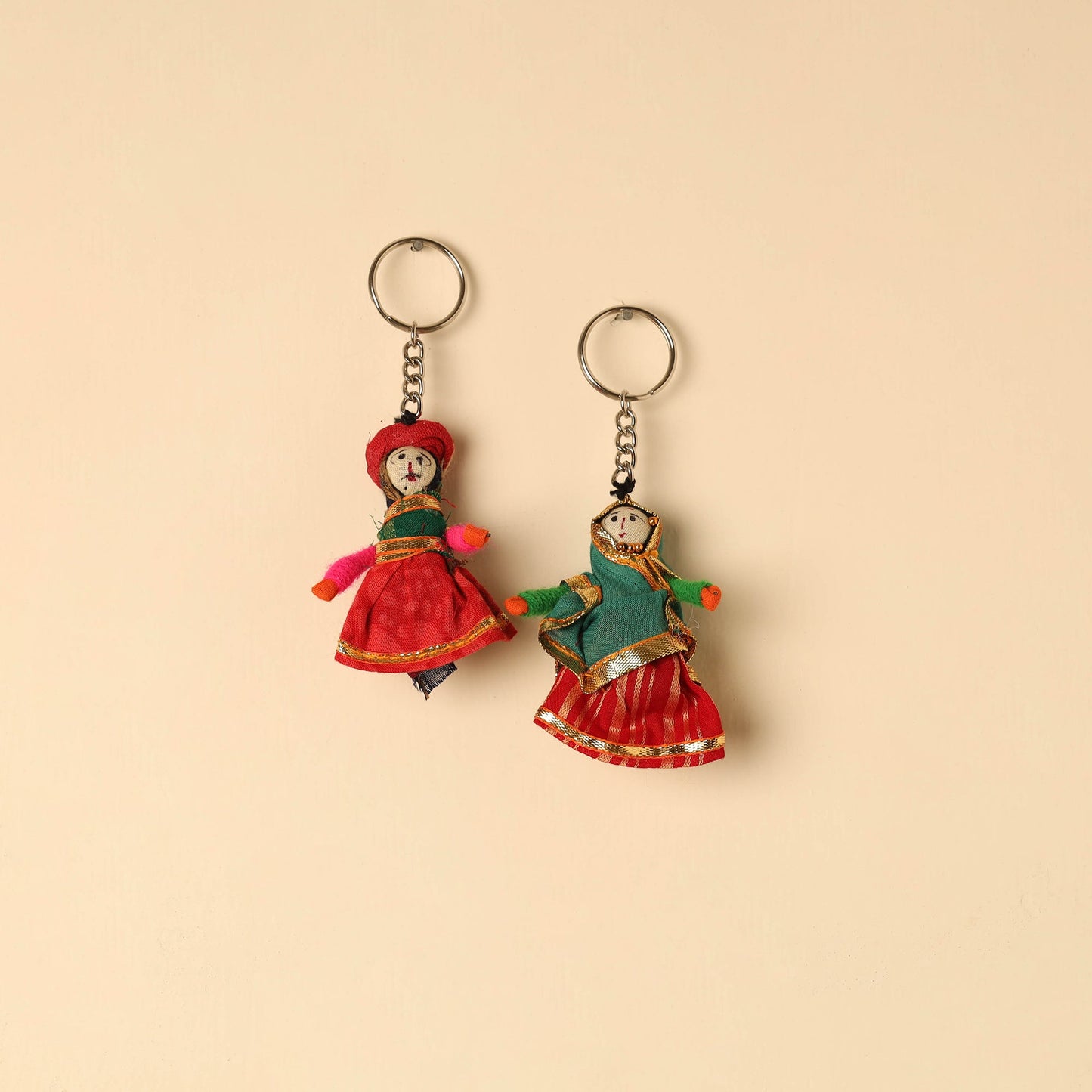 Rajasthani Puppet Couple Handmade Keychain