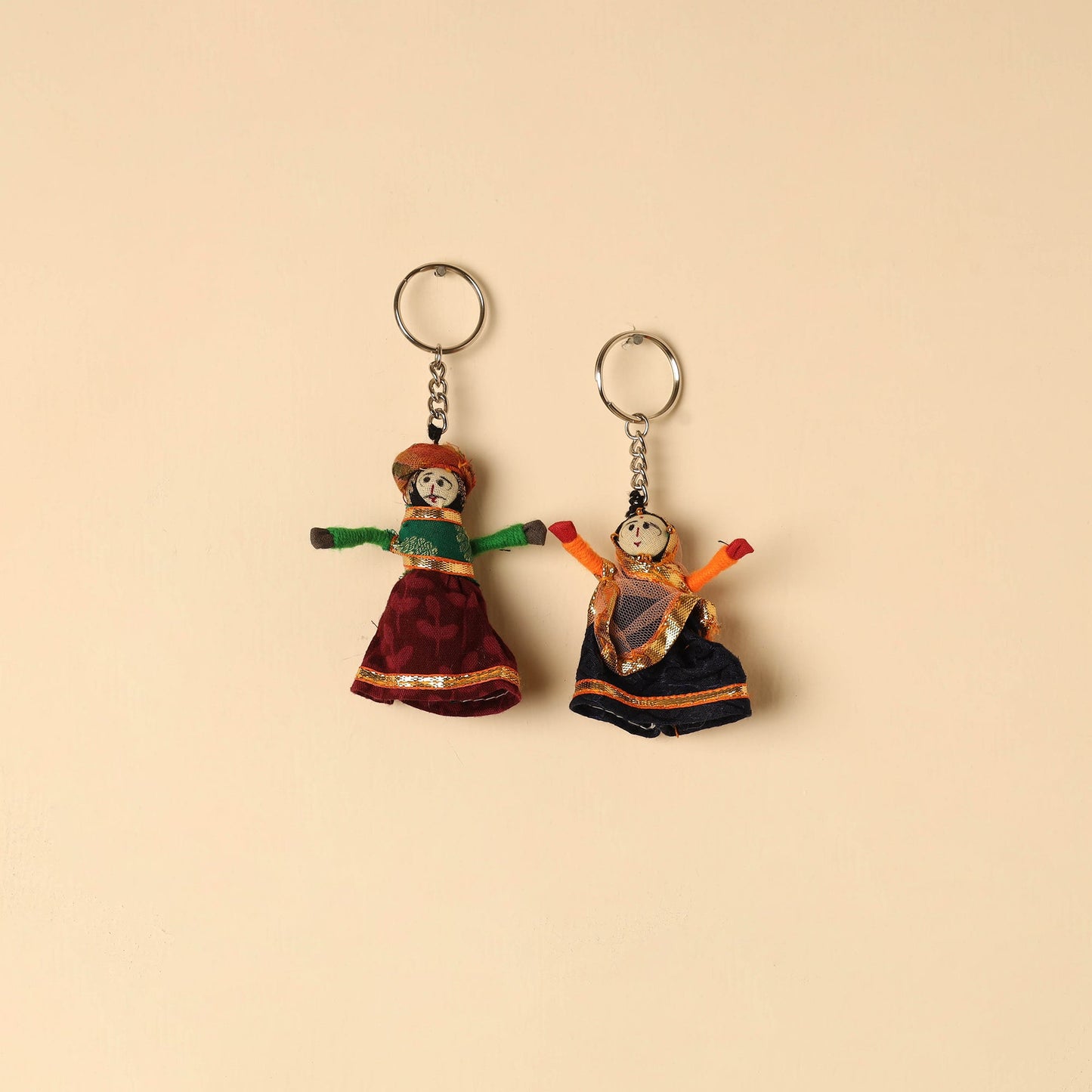 Rajasthani Puppet Couple Handmade Keychain